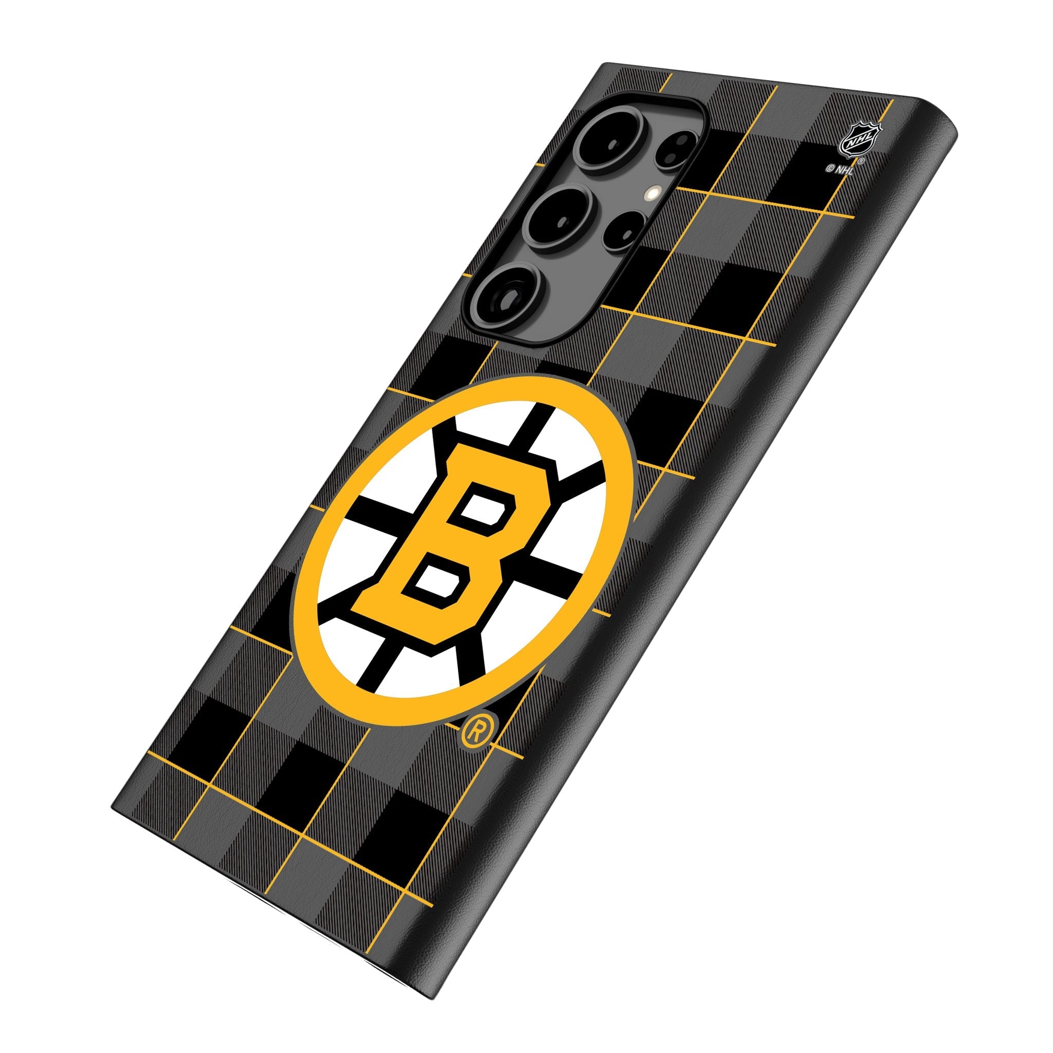 Boston Bruins Plaid MagSafe Compatible Phone Case for Samsung Galaxy