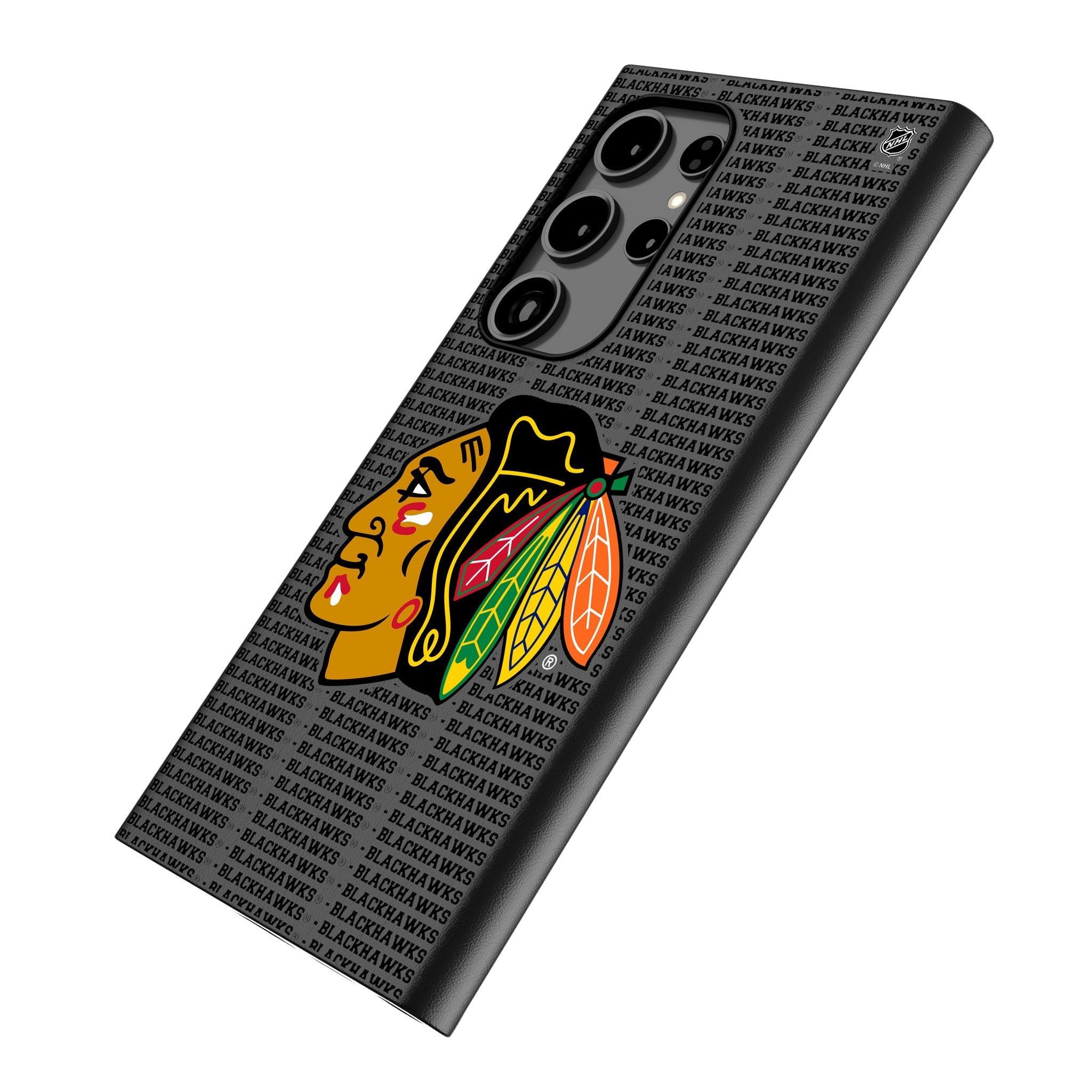 Chicago Blackhawks Text Backdrop MagSafe Compatible Phone Case for Samsung Galaxy