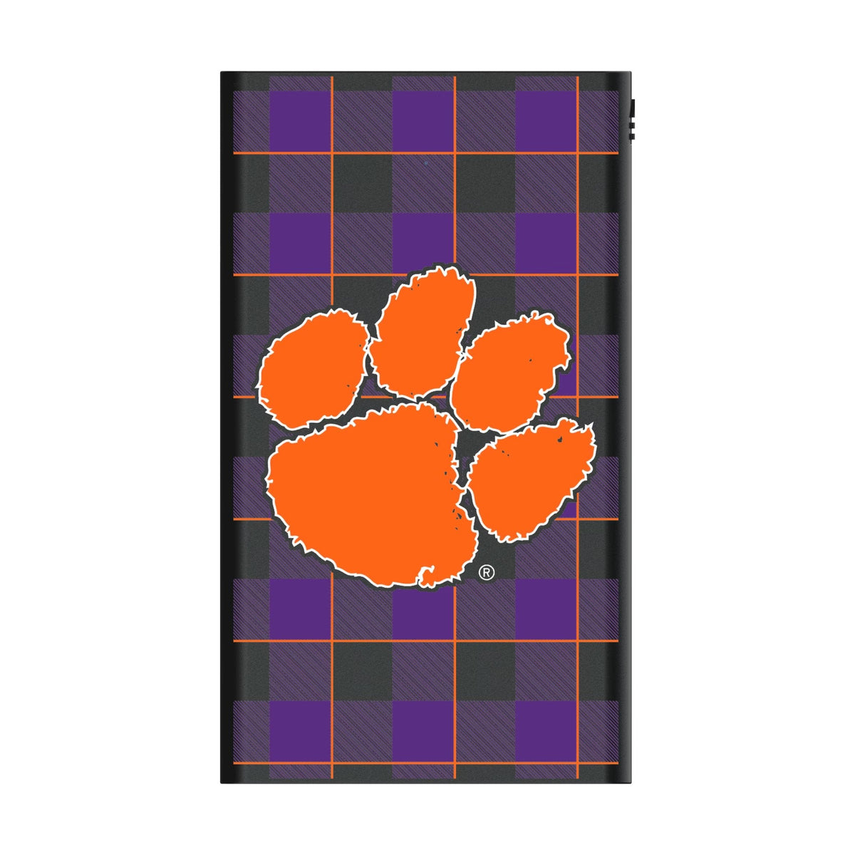 Clemson University Tigers Plaid 5000mAh Flat Powerbank 2