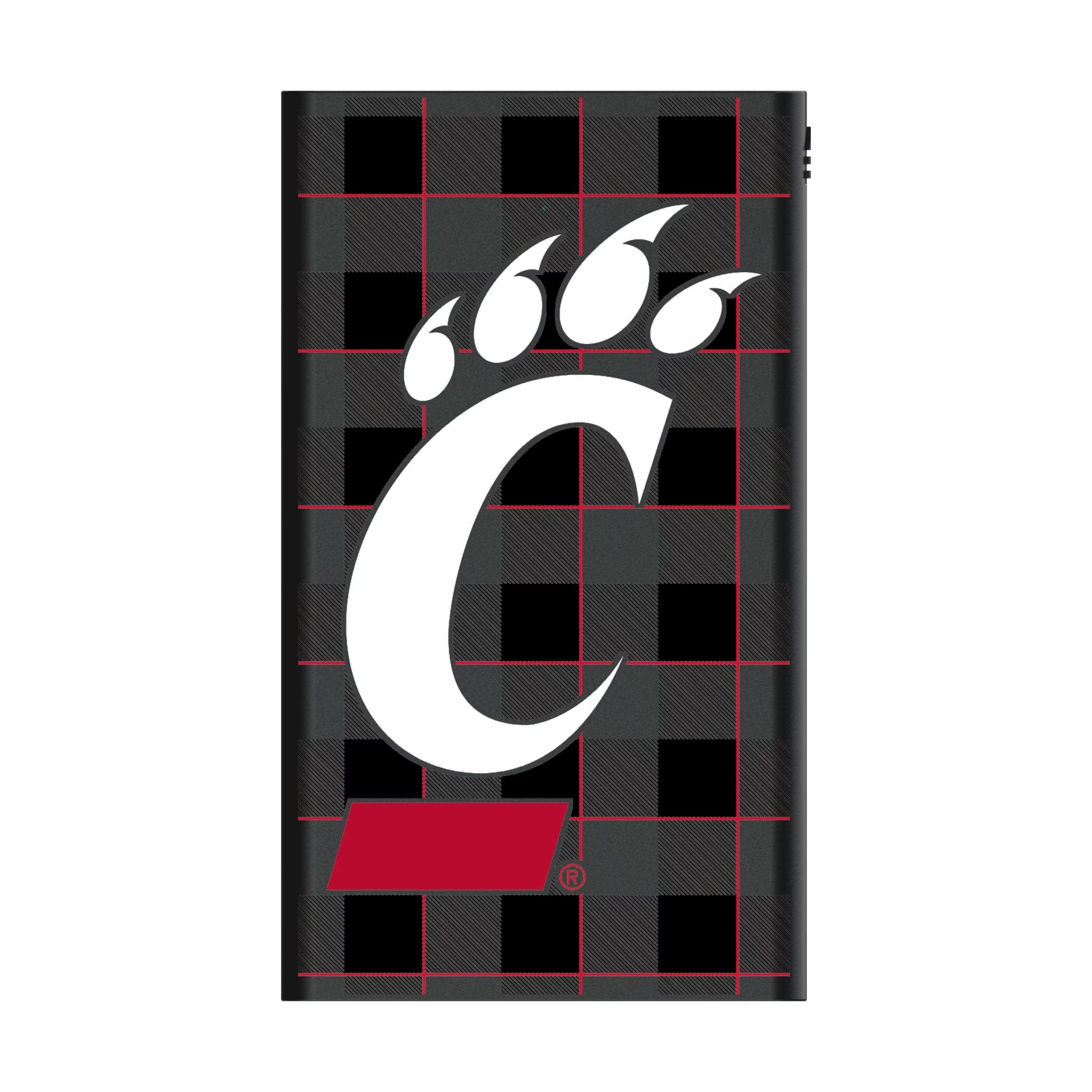 University of Cincinnati Bearcats Plaid 5000mAh Flat Powerbank 2