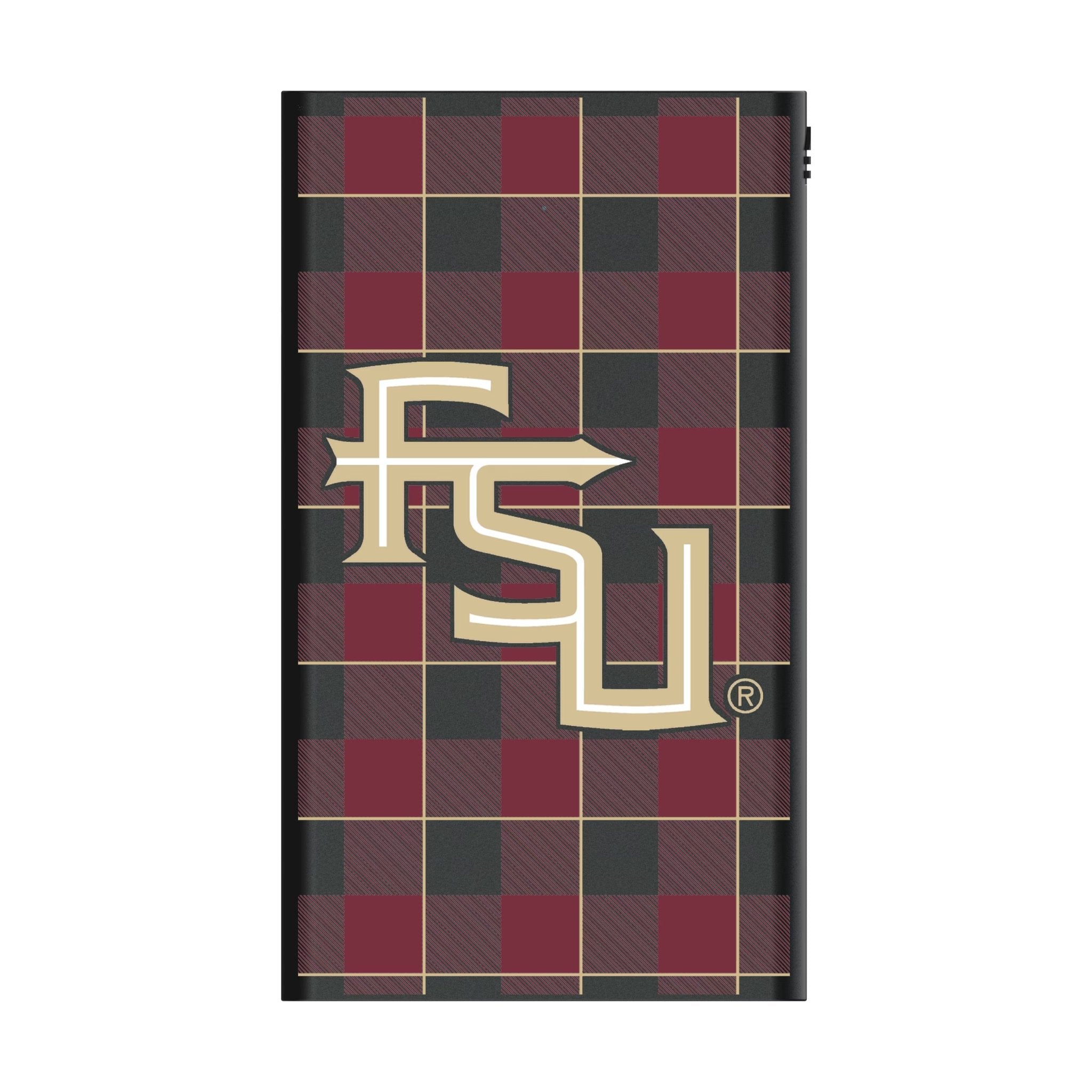 Florida State University Seminoles Athletic Wordmark Plaid 5000mAh Flat Powerbank 2