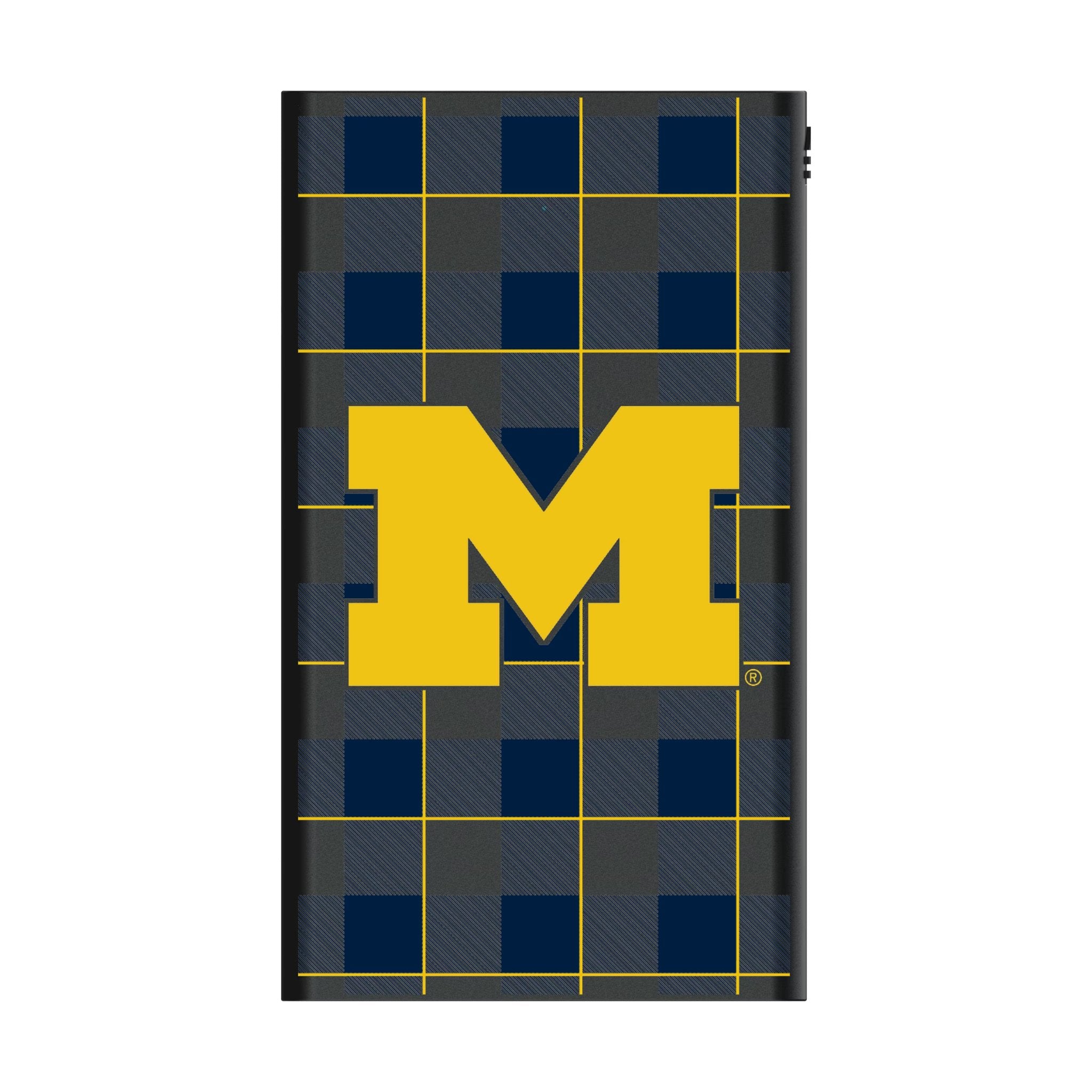 University of Michigan Wolverines Plaid 5000mAh Flat Powerbank 2
