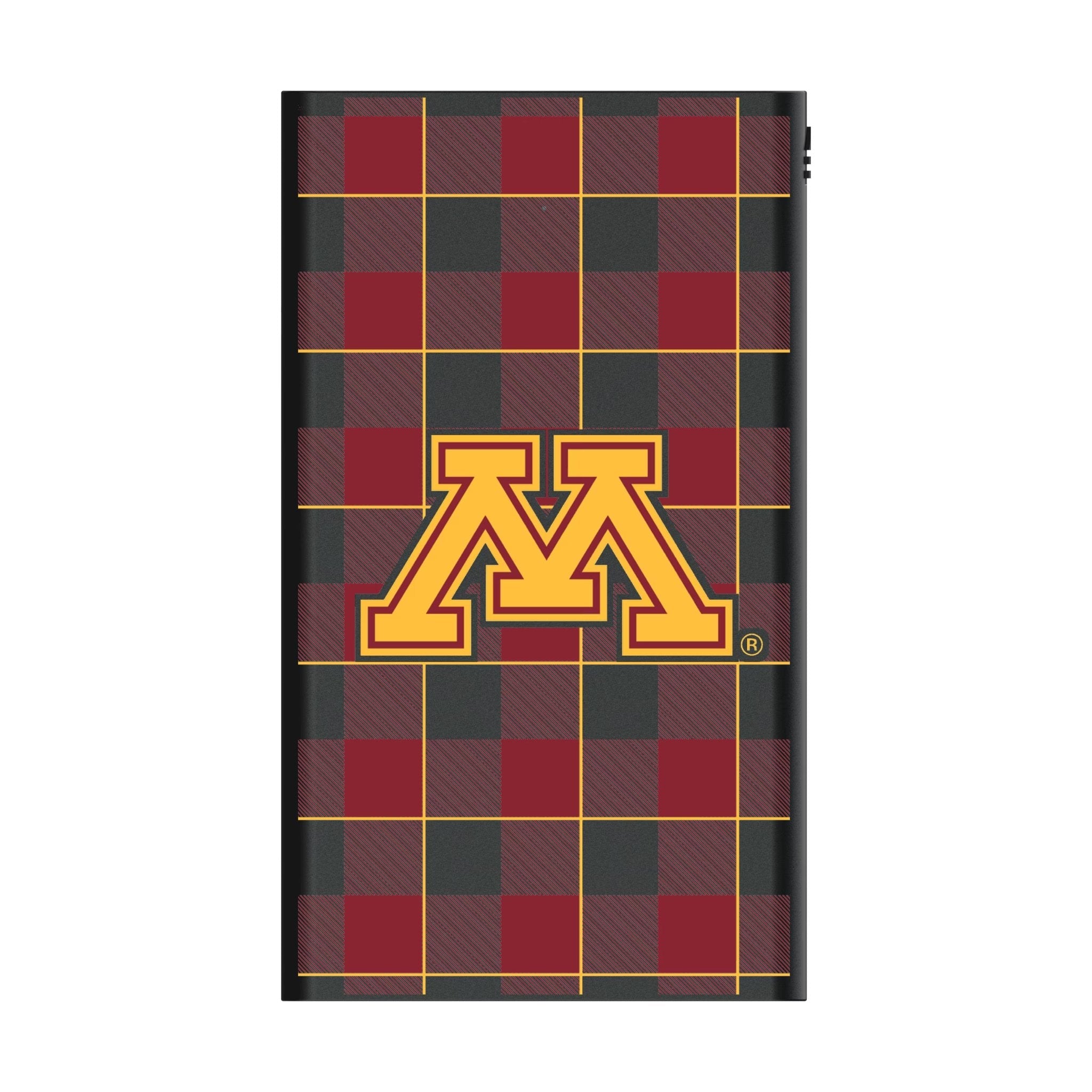 University of Minnesota Golden Gophers Plaid 5000mAh Flat Powerbank