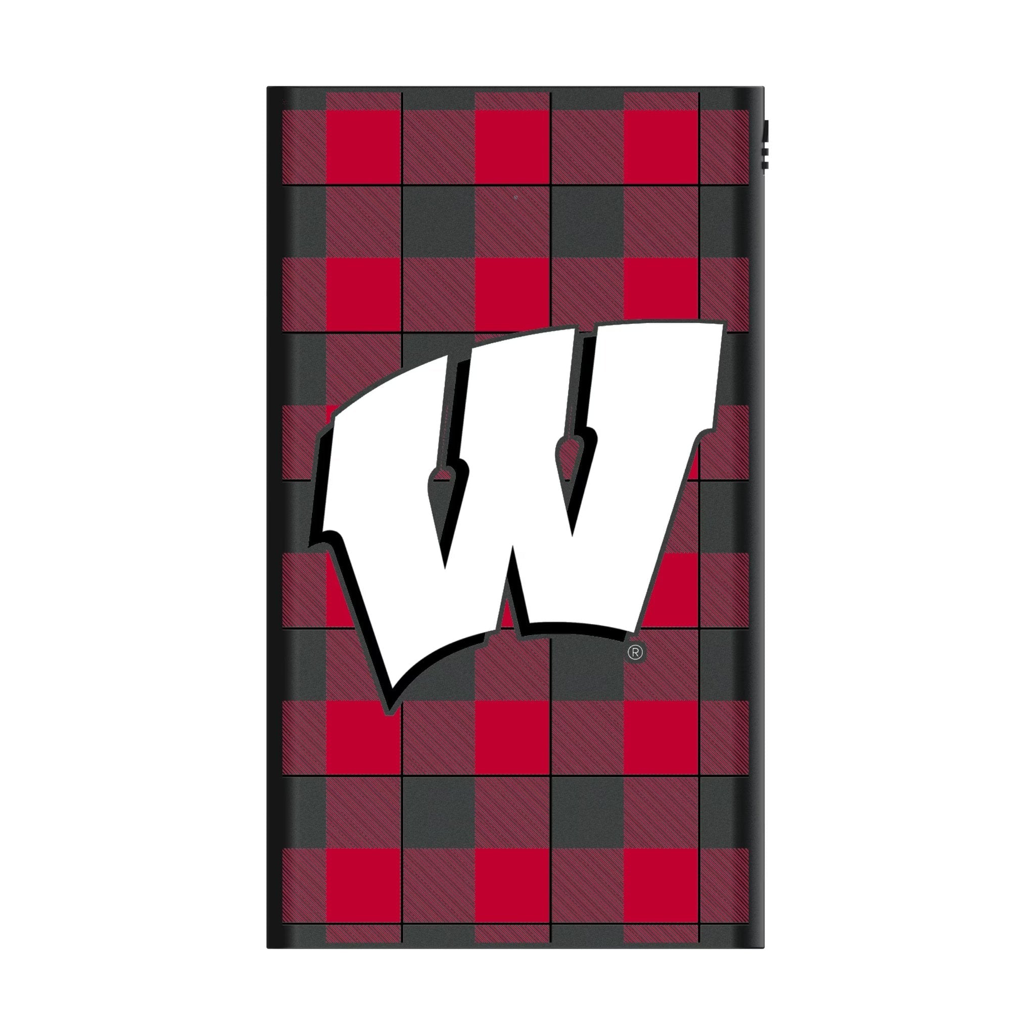 University of Wisconsin Badgers Plaid 5000mAh Flat Powerbank 2