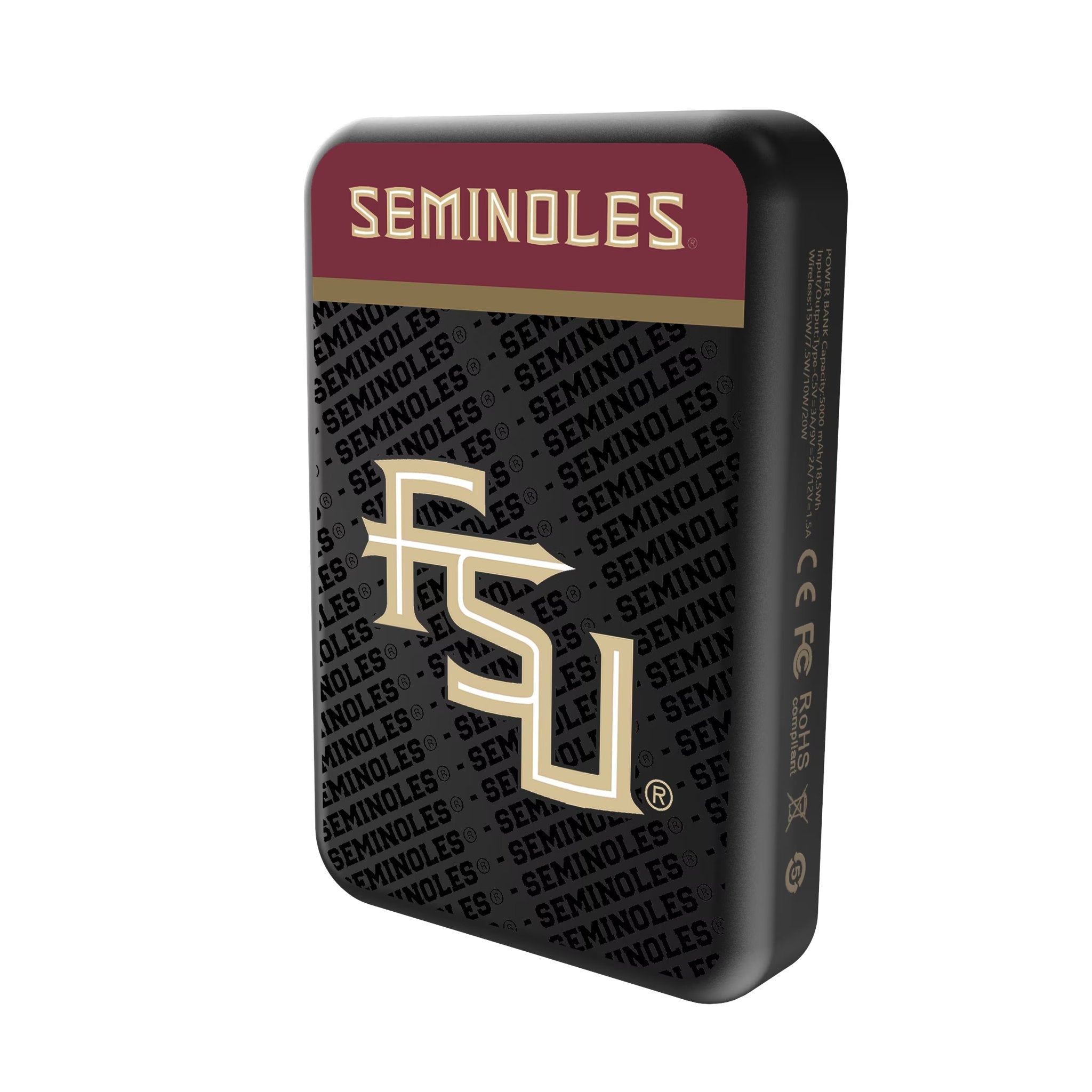 Florida State University Seminoles Athletic Wordmark Endzone Plus Wireless Mag Power Bank