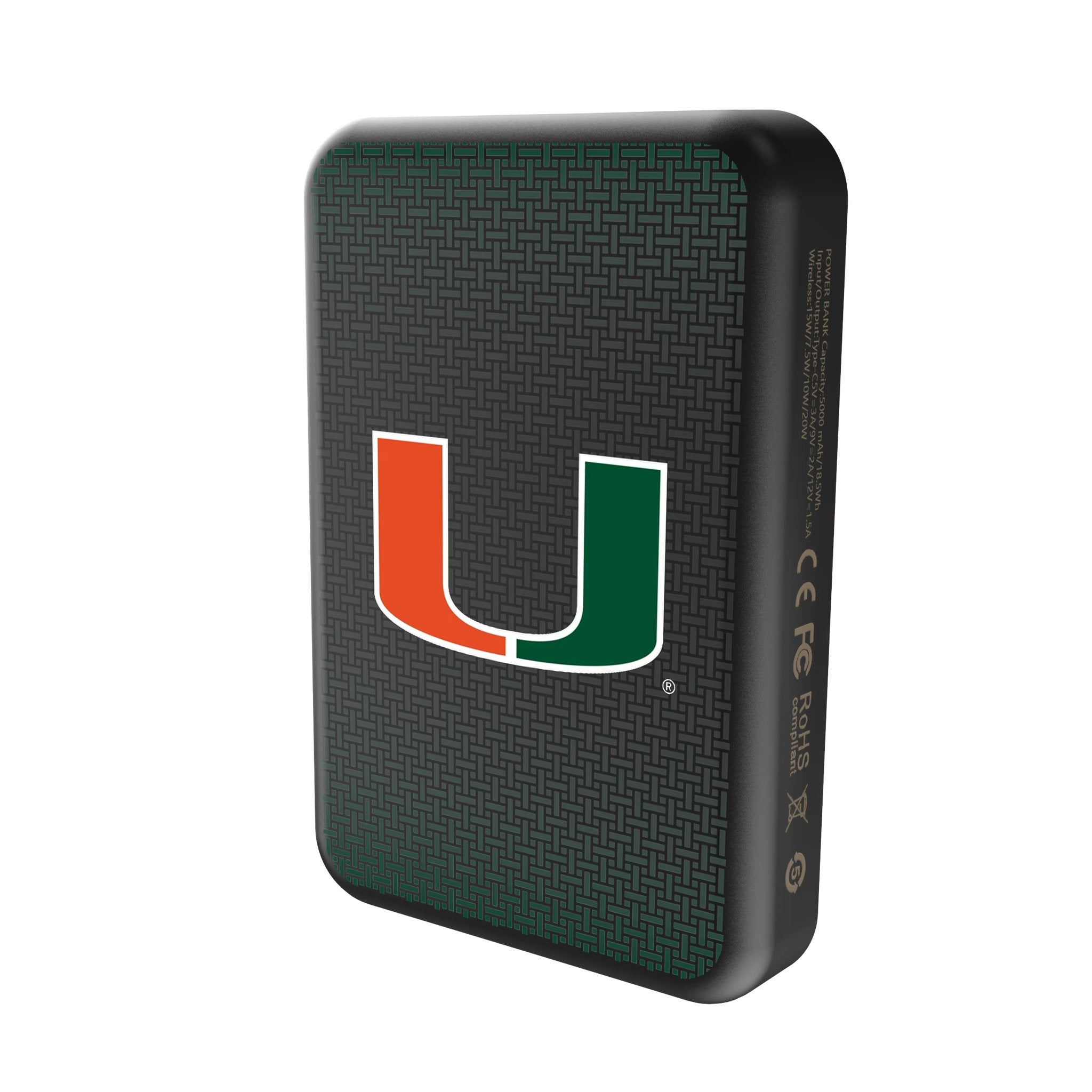 University of Miami Hurricanes Linen Wireless Mag Power Bank 2