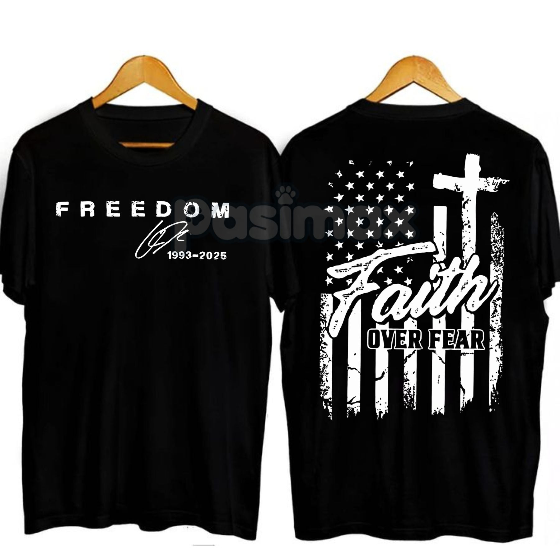 "Faith Over Fear" Freedom American Flag T-Shirt - We Wear Red On October Statement Tee, Patriotic Apparel 3