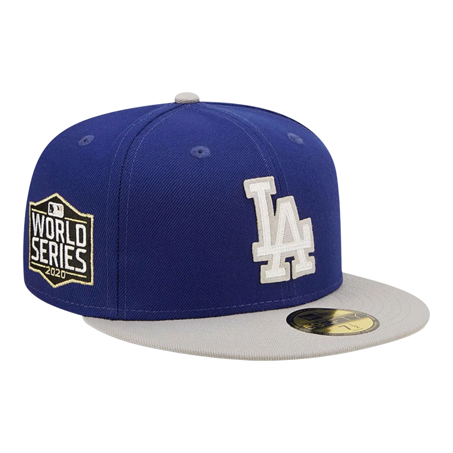 New Era 59Fifty MLB Los Angeles Dodgers Letterman Fitted Hat Blue/Grey 1
