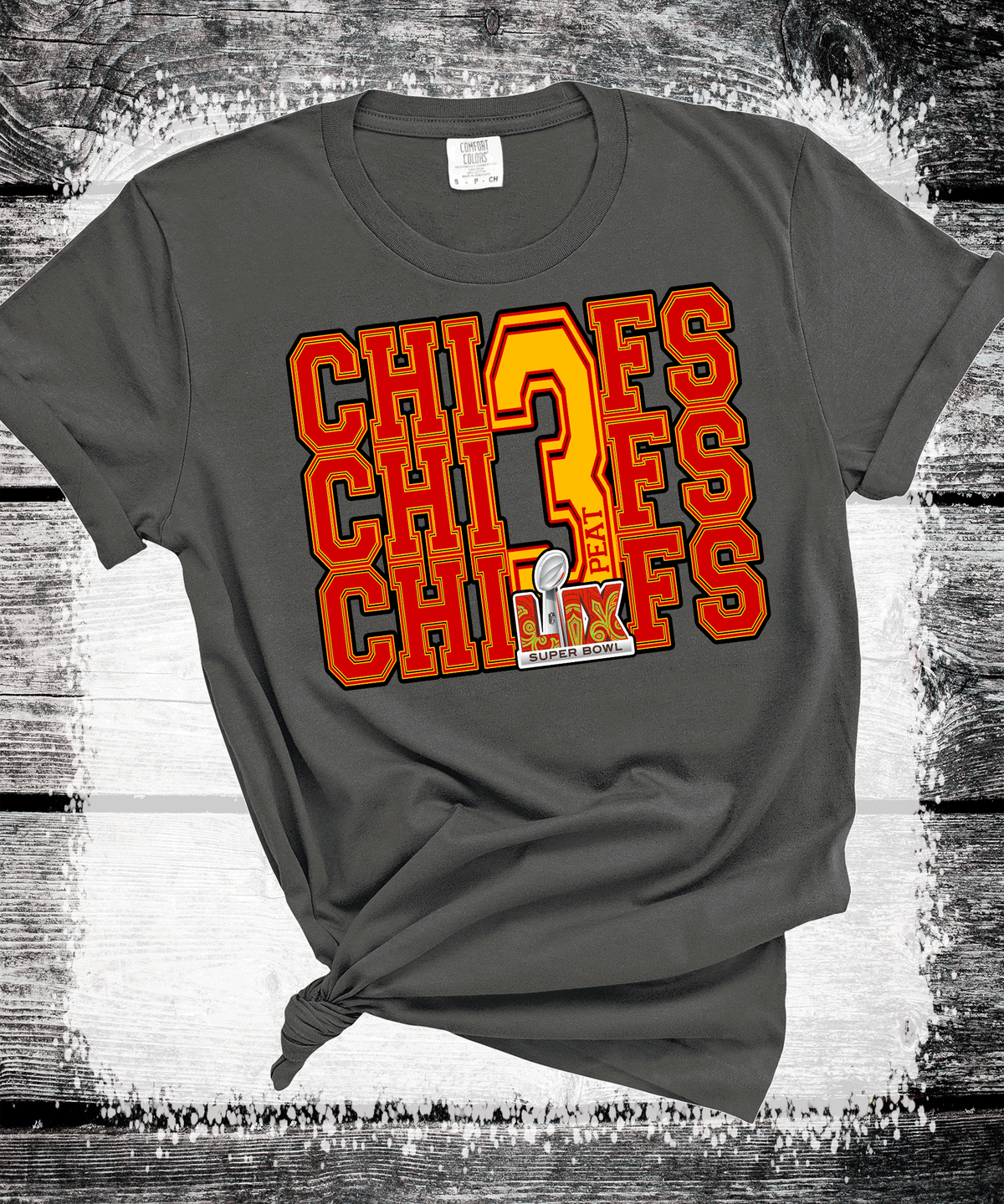 Super Bowl 3Peat Kingdom Kansas City Football Chiefs T-Shirt, Three-Peat Football Tee, KINGDOM Game Day Shirt Gift Comfort Colors Oversized Look 4
