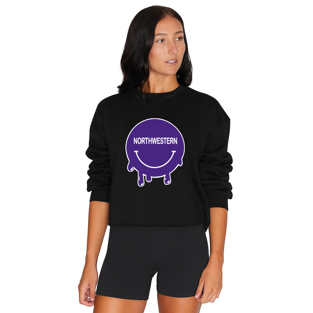 Northwestern Wildcats Smile Black Crewneck | lojobands 3