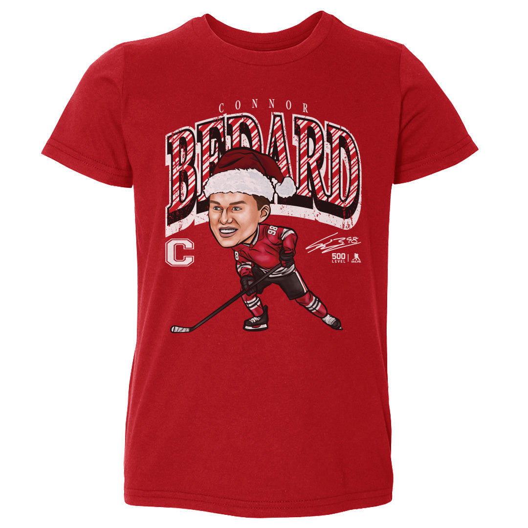 Connor Bedard Chicago Cartoon Santa Hat