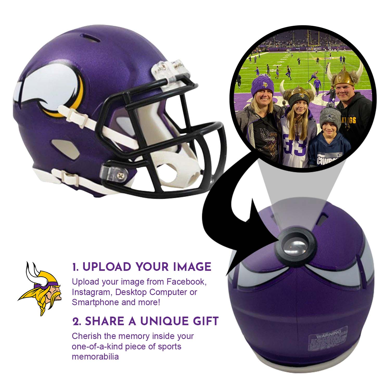 Minnesota Vikings NFL Mini Helmet - Picture Inside 2