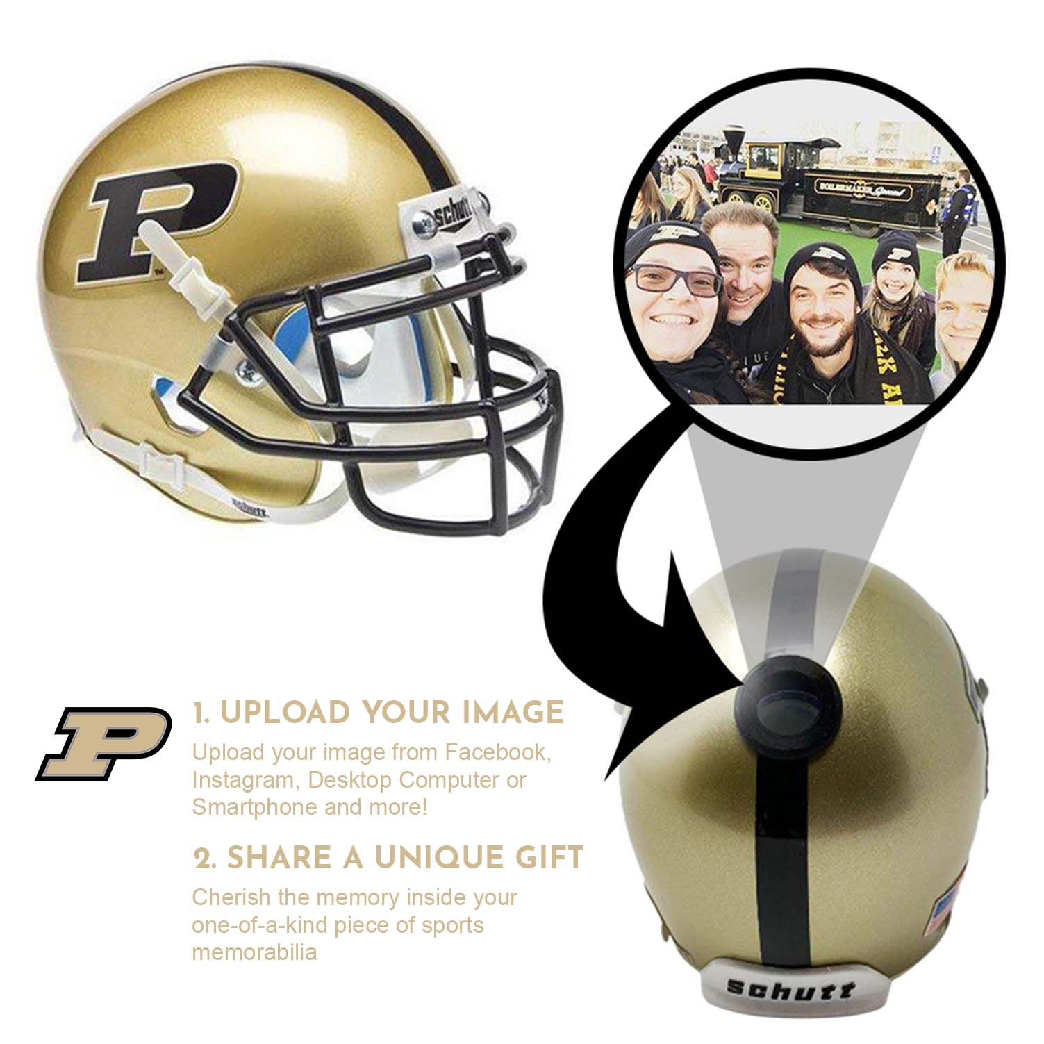 Purdue Boilermakers College Football Collectible Mini Helmet - Picture Inside - FANZ Collectibles 2