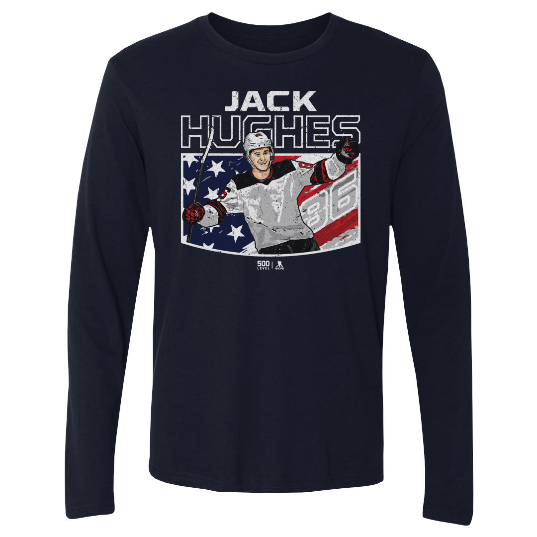 Jack Hughes New Jersey American Flag 4