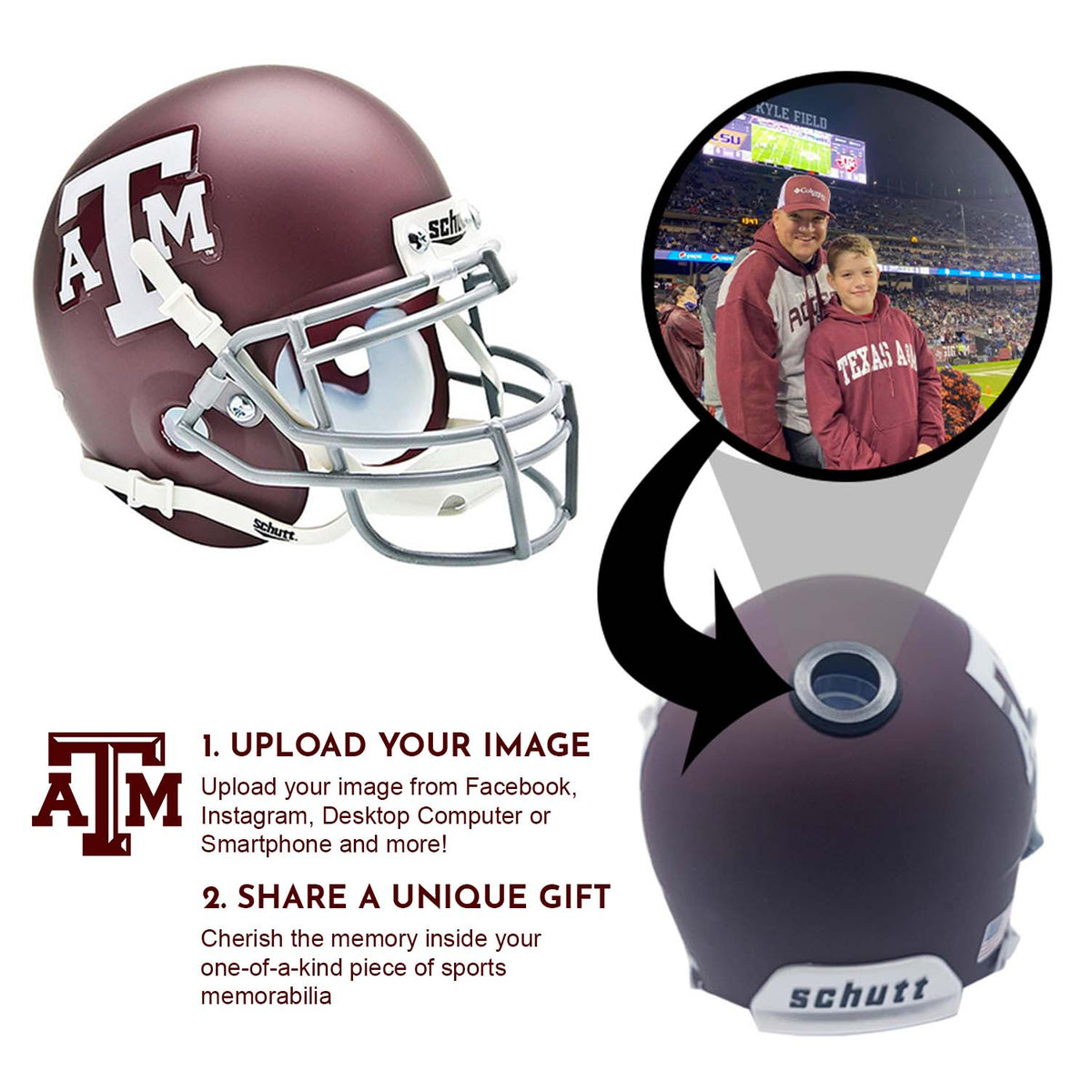 Texas A&M Aggies College Football Collectible Mini Helmet - Picture Inside - FANZ Collectibles 2