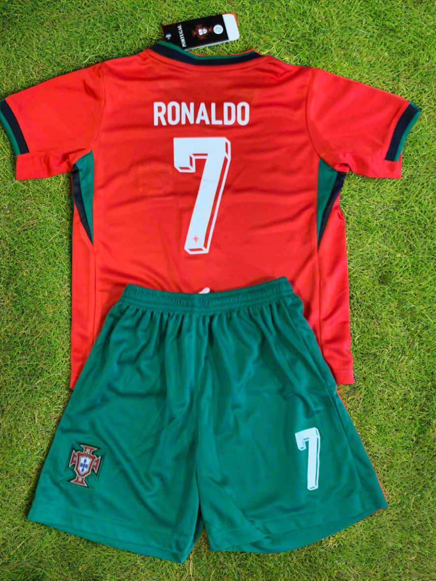 Ronaldo Portugal Home Kids Youth Soccer Jersey Kit 2 Piece Set 1