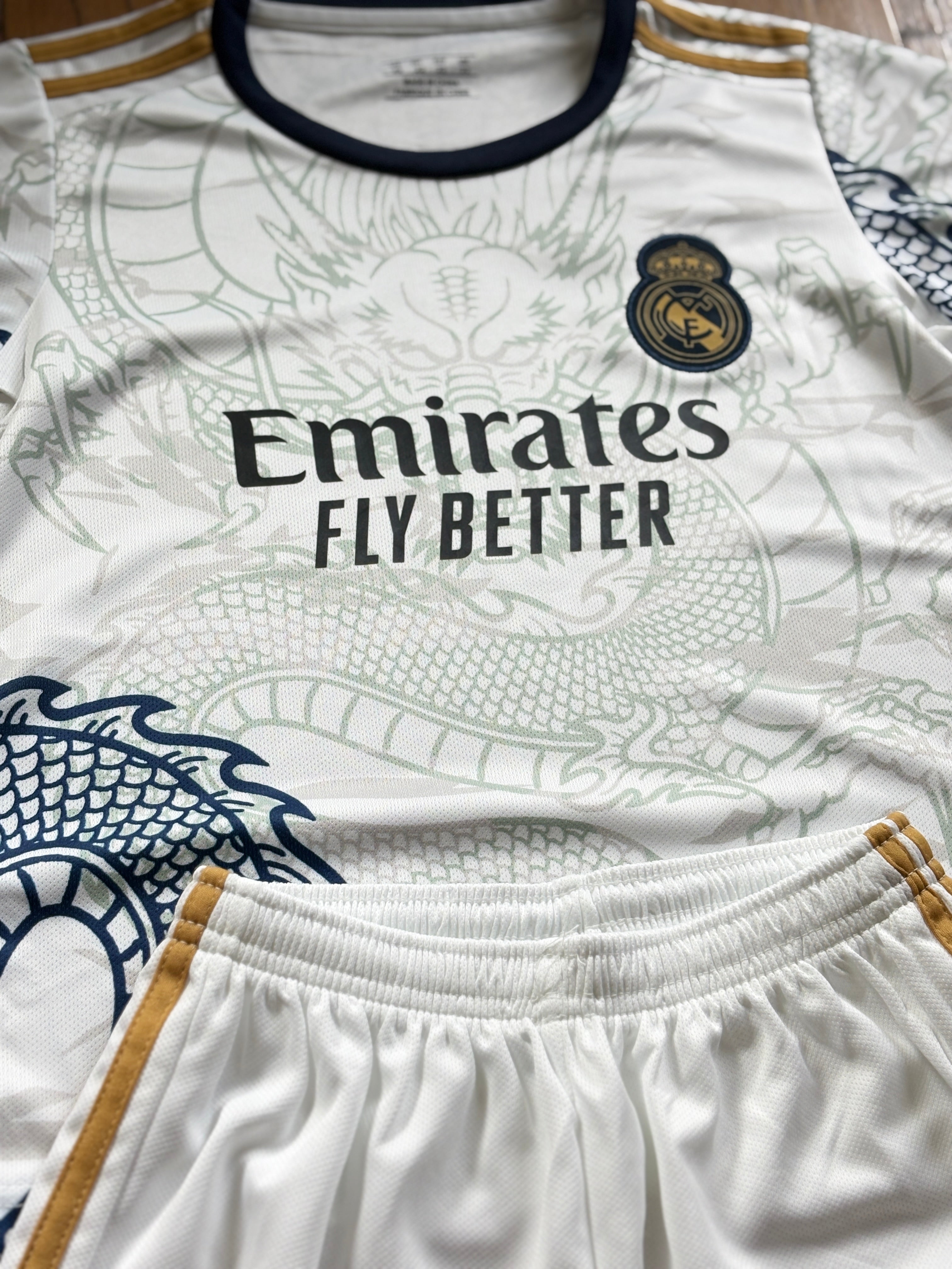 Ronaldo White Dragon Home Edition Kids Soccer Jersey Kit 3