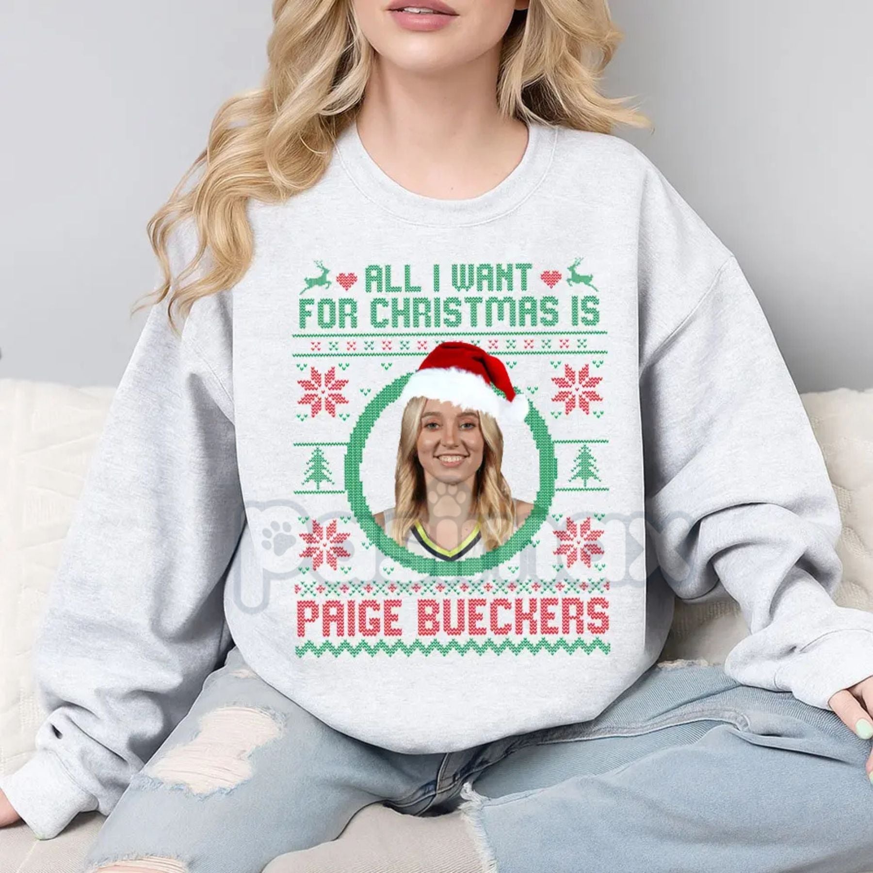 "All I Want For Christmas Is Paige Bueckers" Sweatshirt | UConn Huskies Basketball Fan Gift | Women's College B-Ball Crewneck 3