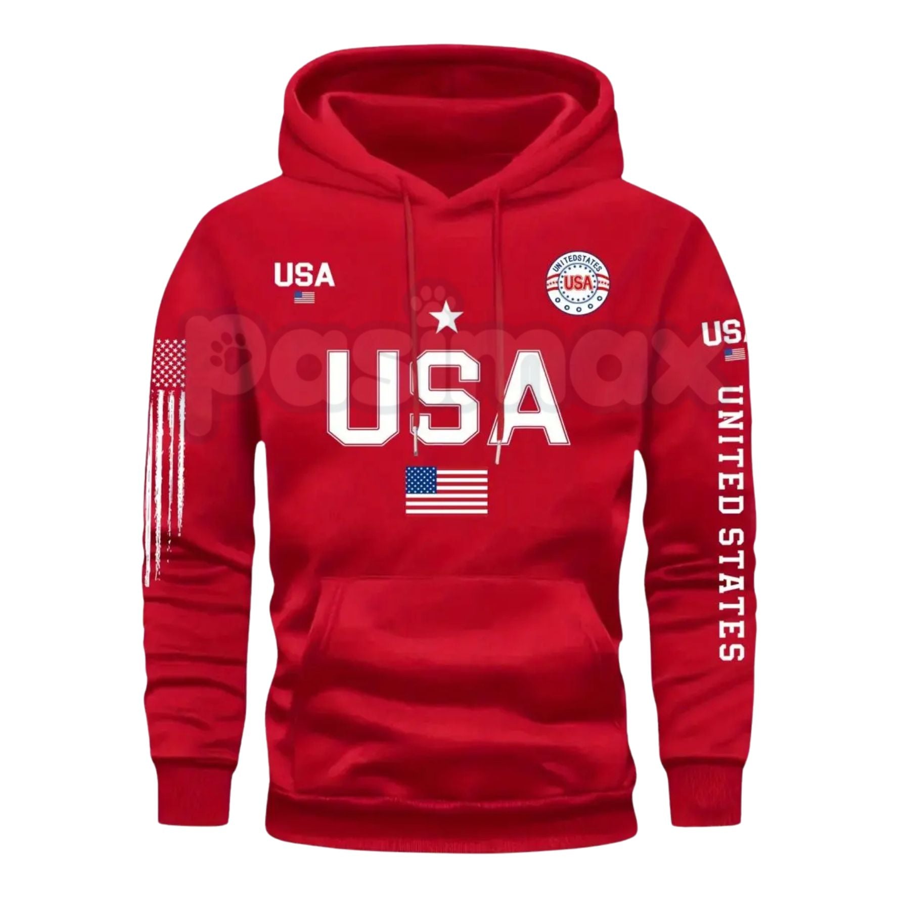 Patriot USA Flag Print Hoodie – Men’s American Heritage Fleece Sweatshirt, Vintage Stars & Stripes Graphic Pullover, Made in the USA 3