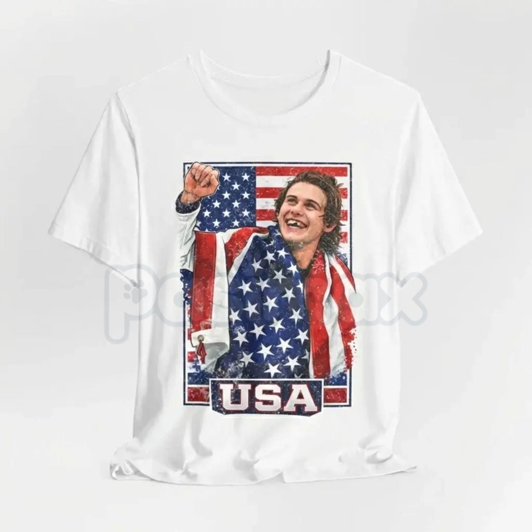 Jack Hughes Team USA Hockey Fan T-Shirt - Olympic USA Graphic Tee, Premium Heavyweight 100% Cotton Hockey Top, American Playmaker Fan Apparel, Winter Games 2026 Commemorative Shirt, USA Hockey Jersey Inspired Tee 3