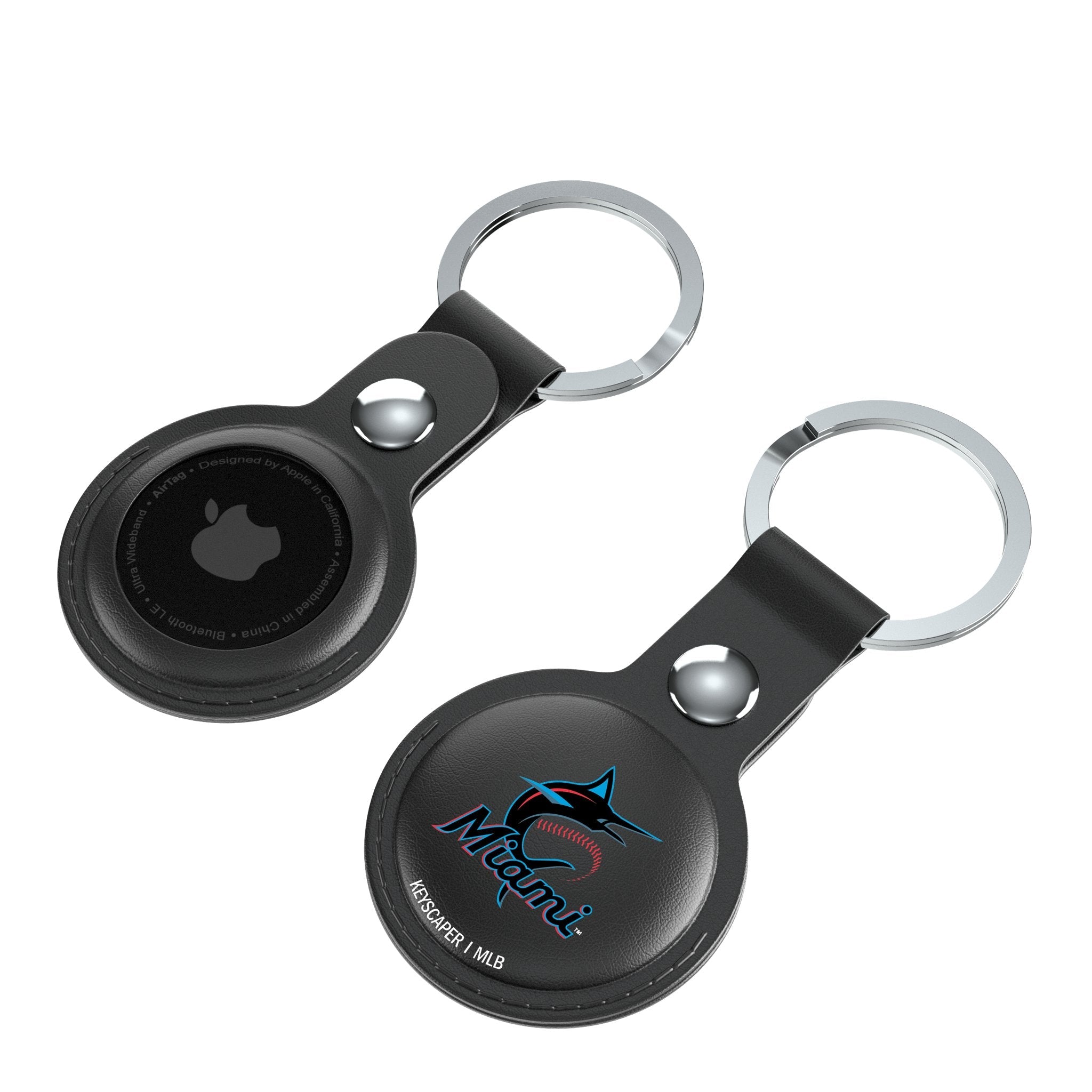 Miami Marlins Insignia Black Airtag Holder 2-Pack 4