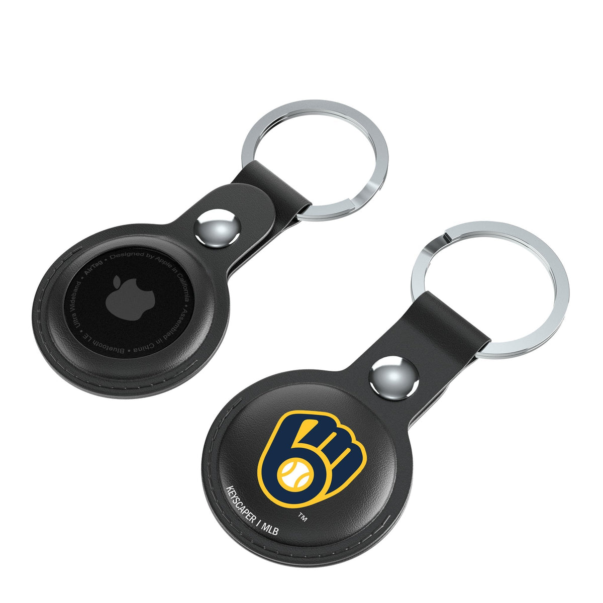 Milwaukee Brewers Insignia Black Airtag Holder 2-Pack 4