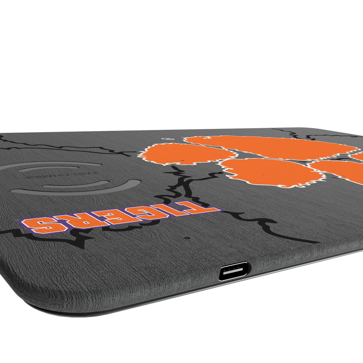 Clemson University Tigers Monocolor Tilt 15-Watt Wireless Charger and Mouse Pad 3