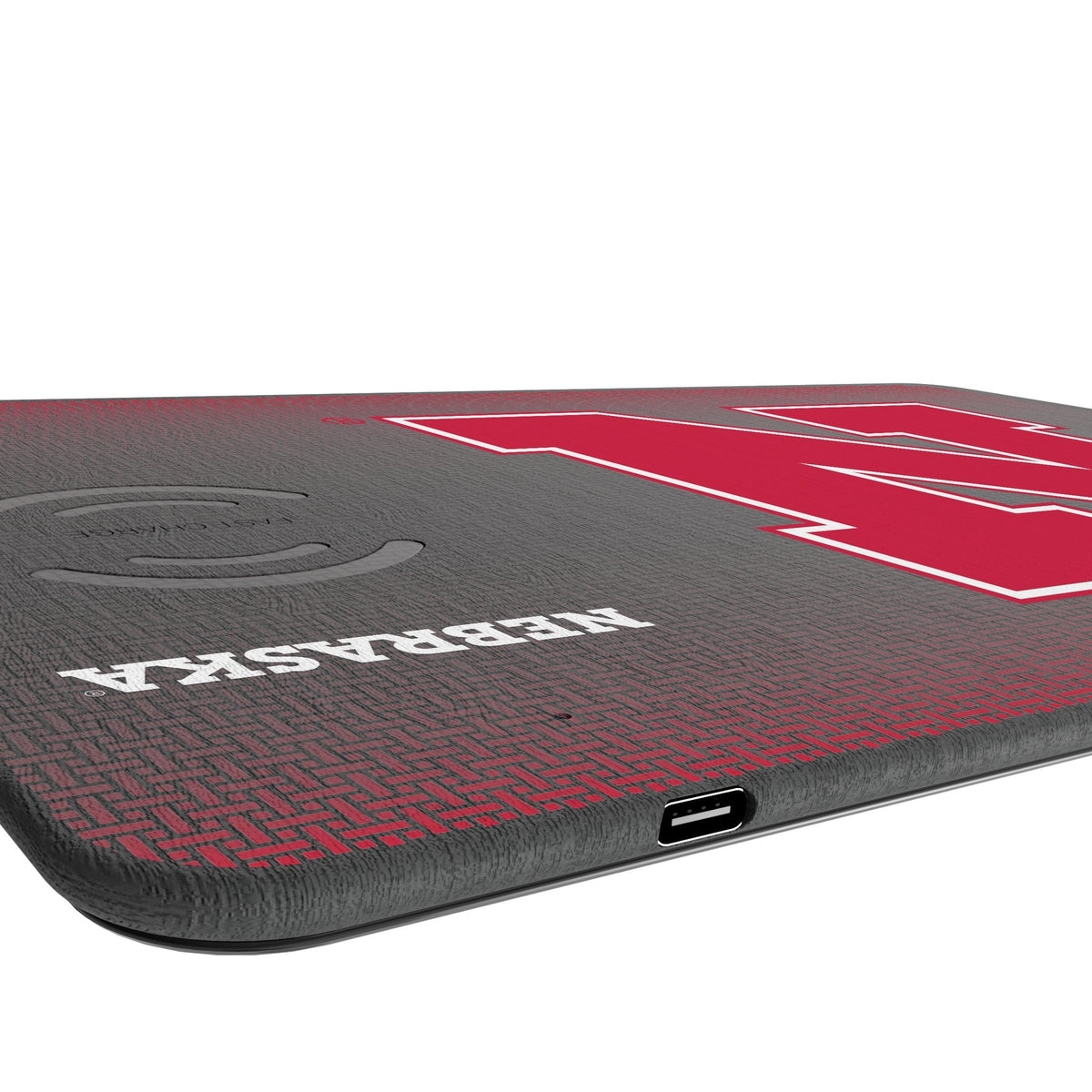 University of Nebraska Huskers Block N Linen 15-Watt Wireless Charger and Mouse Pad 3