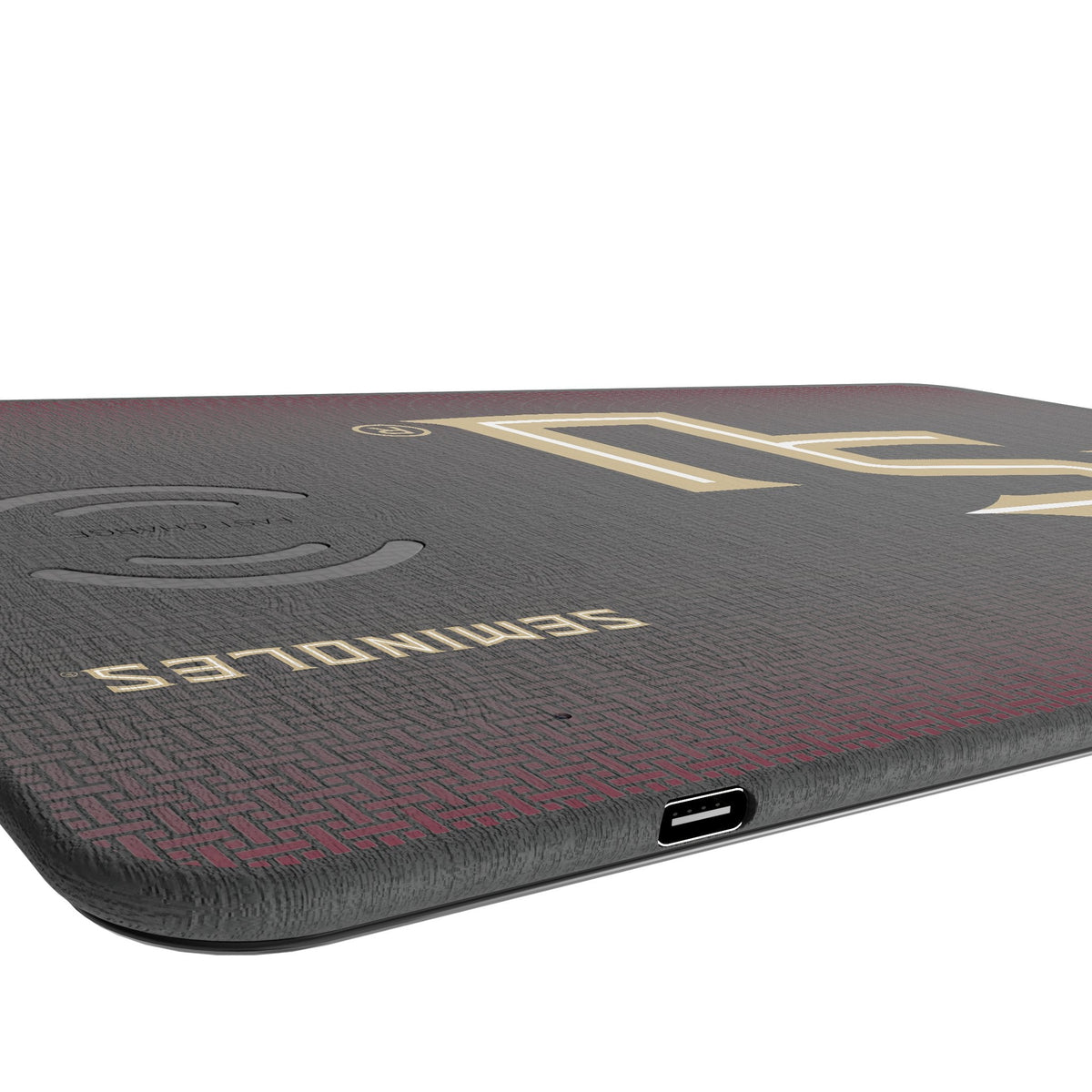 Florida State University Seminoles Athletic Wordmark Linen 15-Watt Wireless Charger and Mouse Pad 3