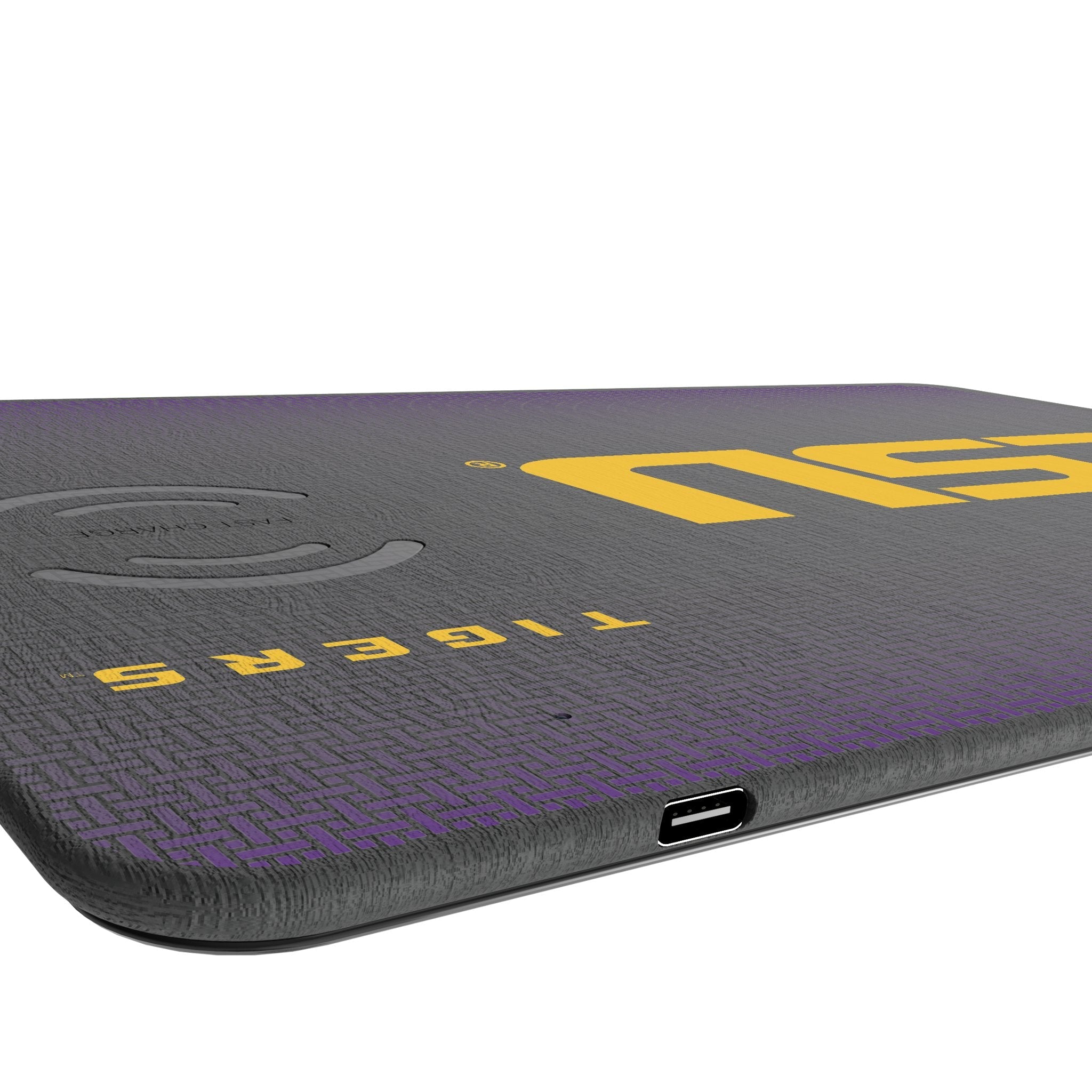 Louisiana State University Tigers Linen 15-Watt Wireless Charger and Mouse Pad 3