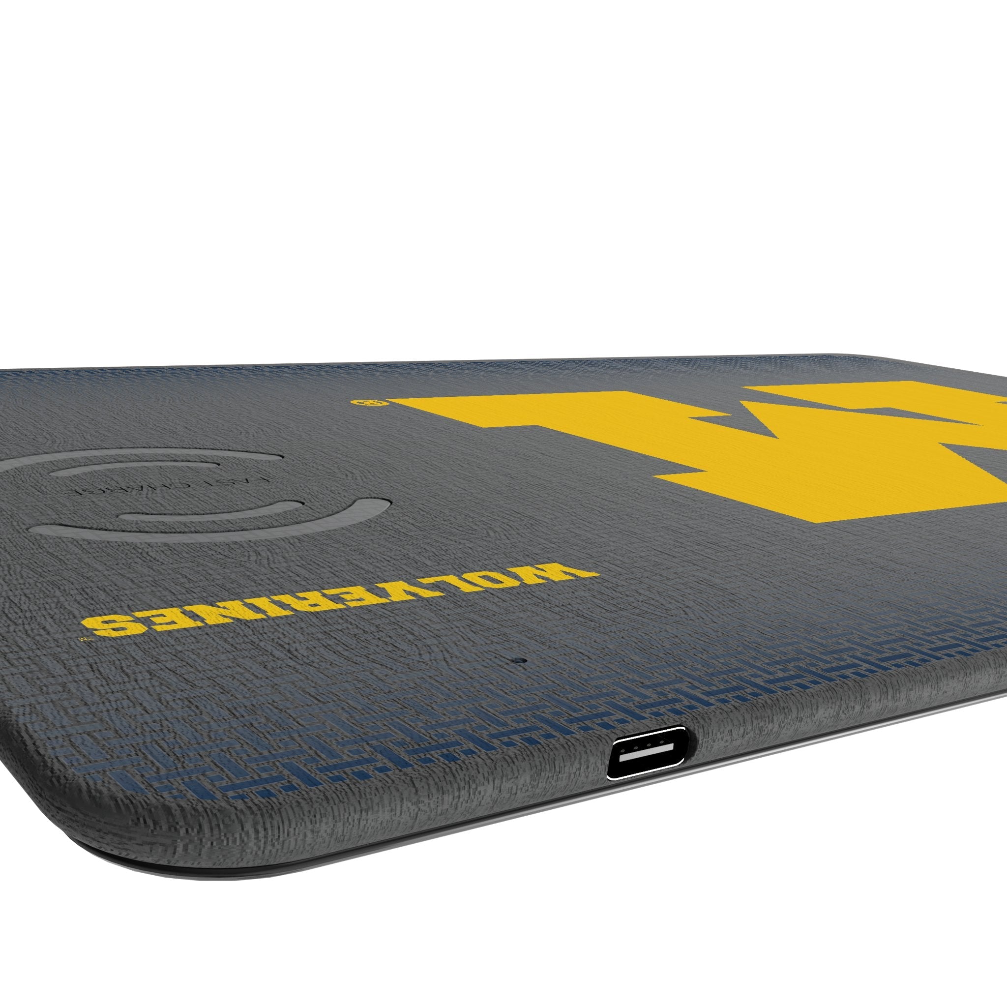 University of Michigan Wolverines Linen 15-Watt Wireless Charger and Mouse Pad 3