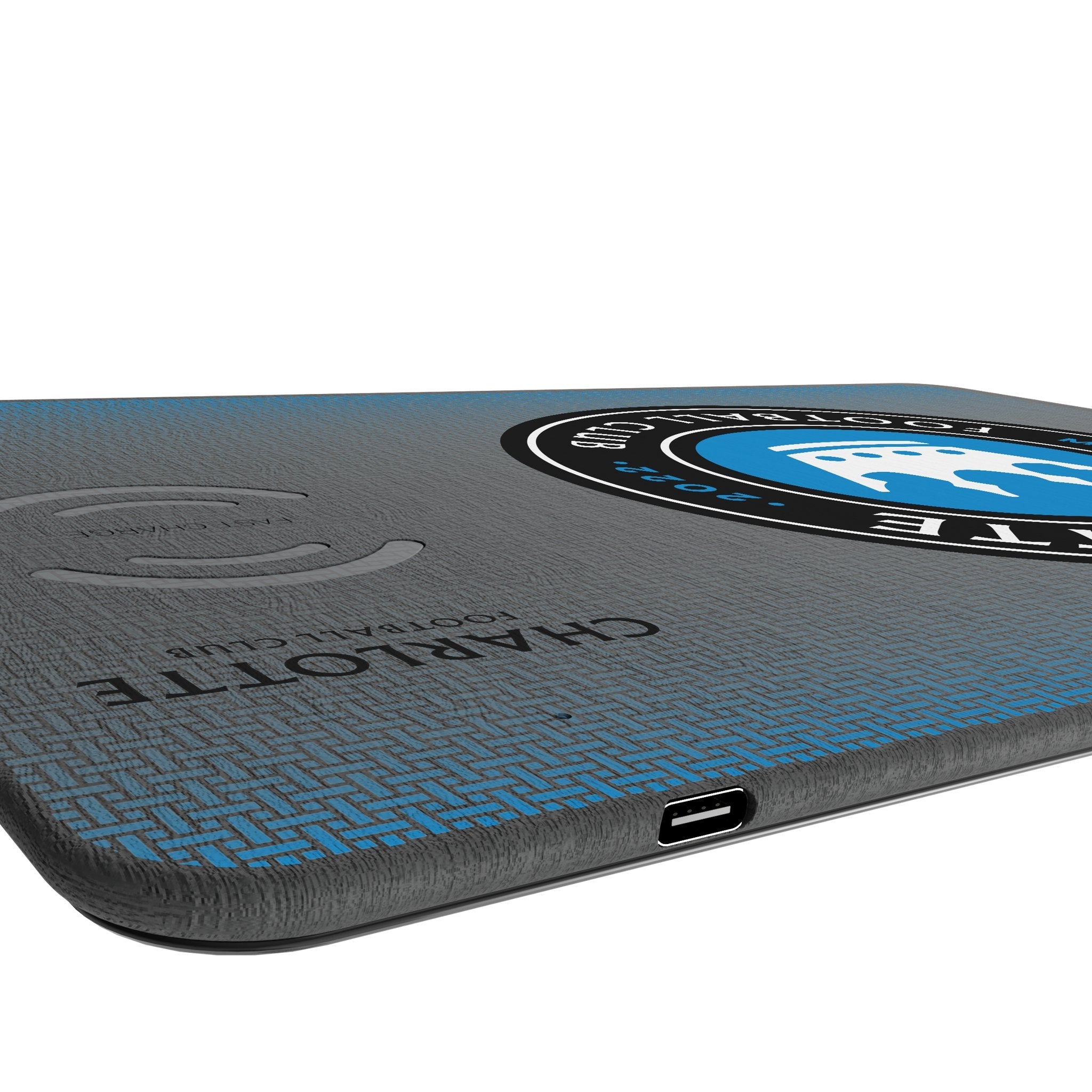 Charlotte FC Linen 15-Watt Wireless Charger and Mouse Pad 3