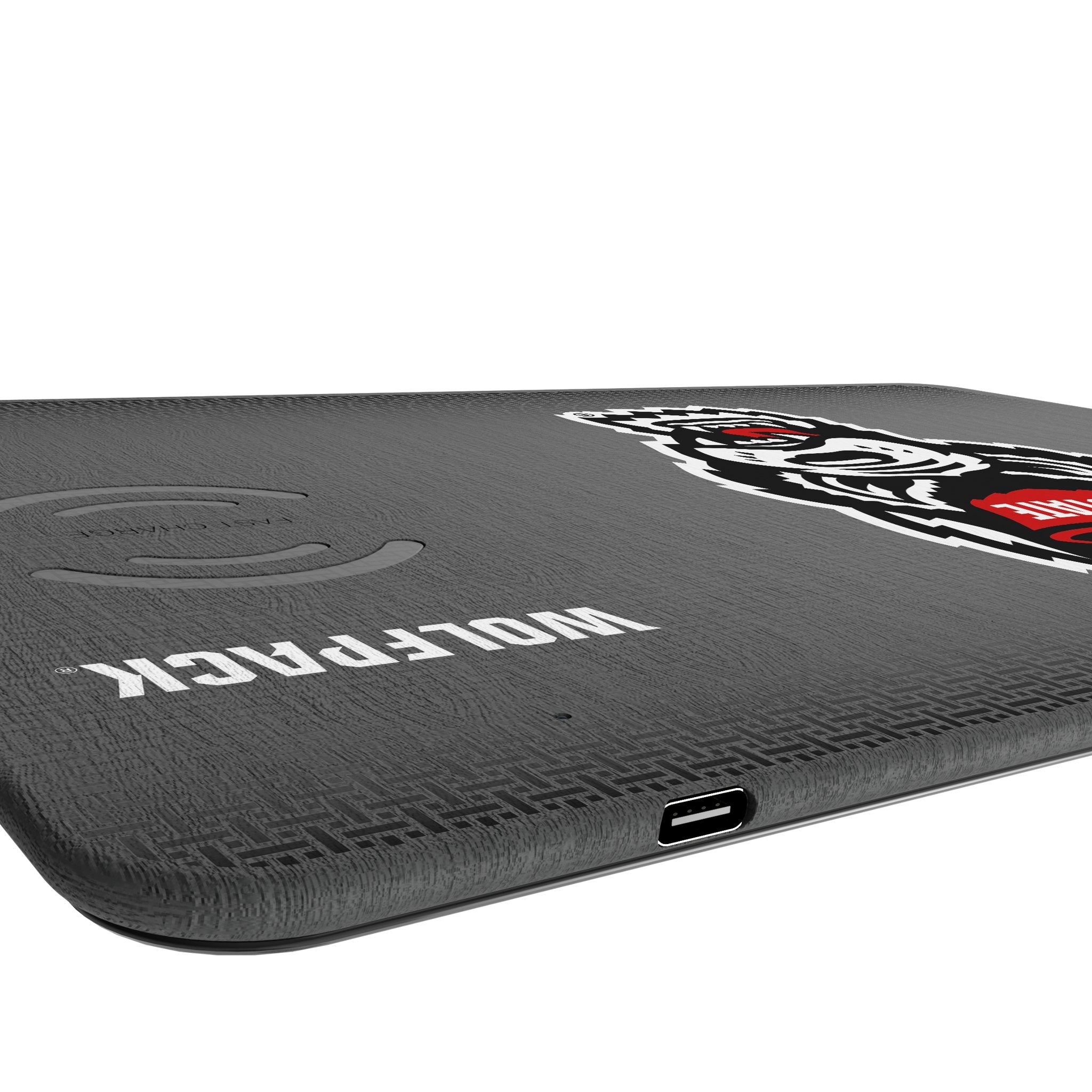 North Carolina State University Wolfpack Linen 15-Watt Wireless Charger and Mouse Pad 3