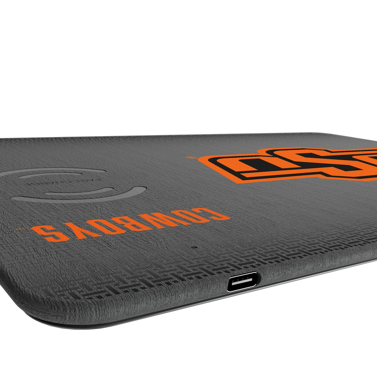 Oklahoma State University Cowboys Linen 15-Watt Wireless Charger and Mouse Pad 3