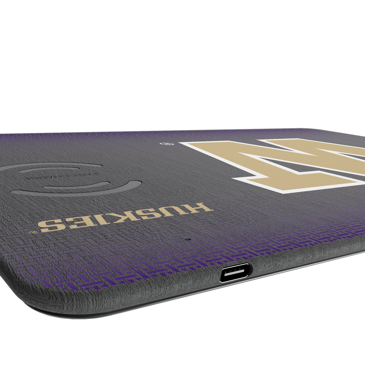 University of Washington Huskies Linen 15-Watt Wireless Charger and Mouse Pad 3