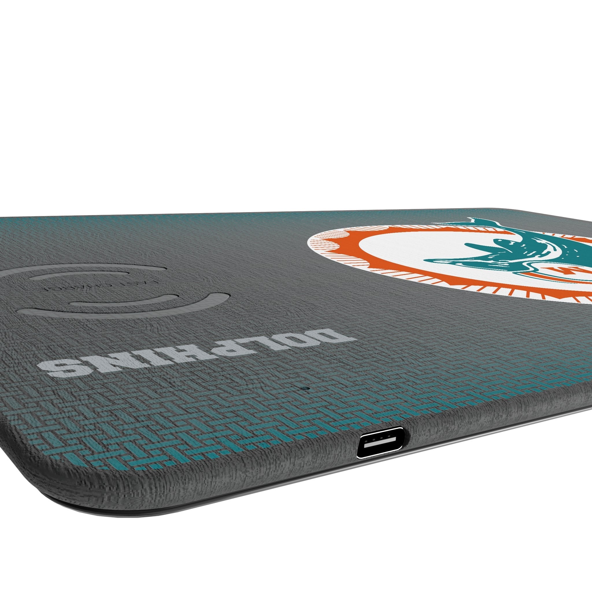 Miami Dolphins 1966-1973 Historic Collection Linen 15-Watt Wireless Charger and Mouse Pad 3