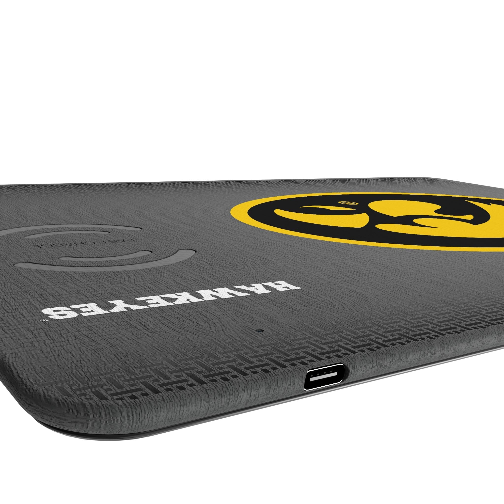 University of Iowa Hawkeyes Linen 15-Watt Wireless Charger and Mouse Pad 3