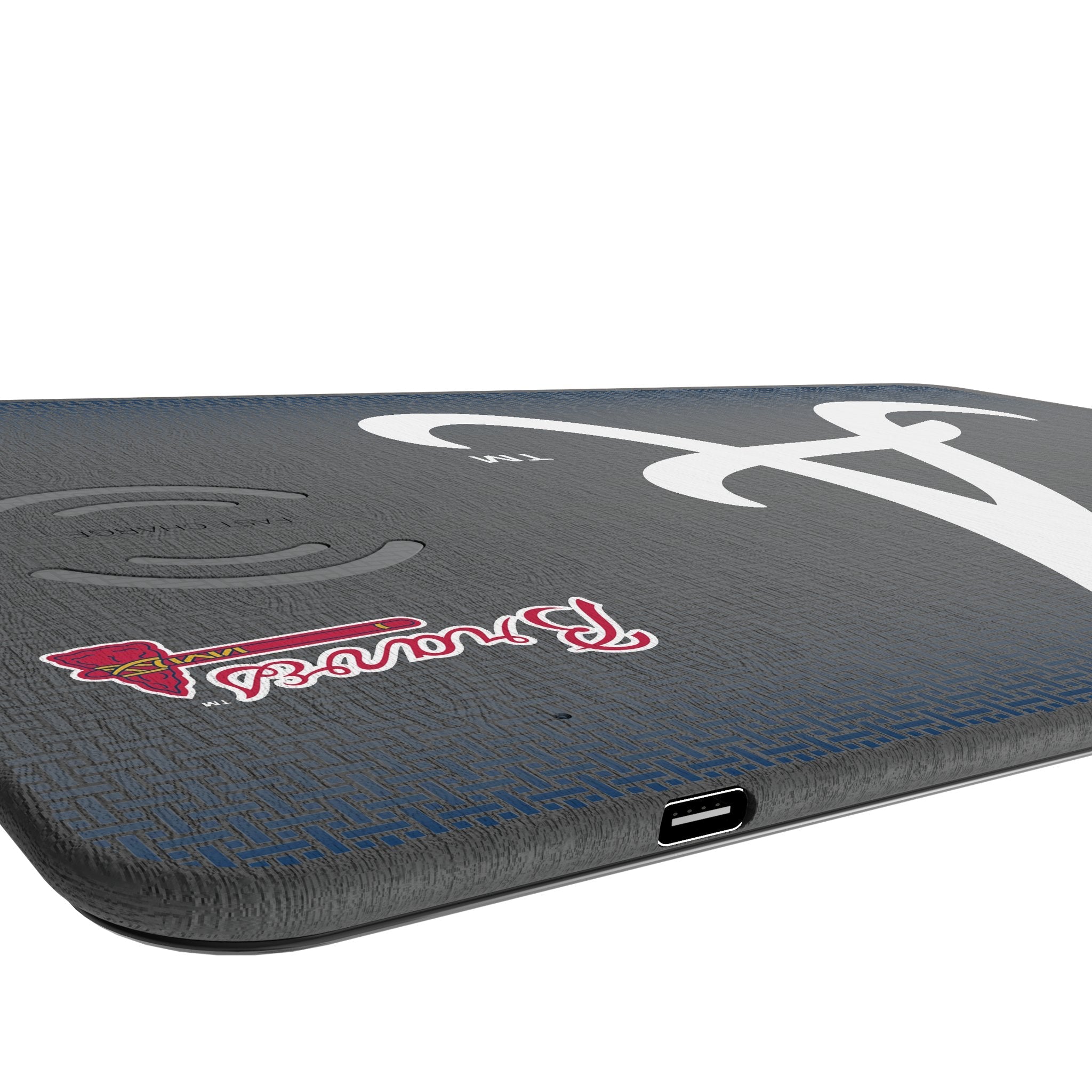 Atlanta Braves Linen 15-Watt Wireless Charger and Mouse Pad 3