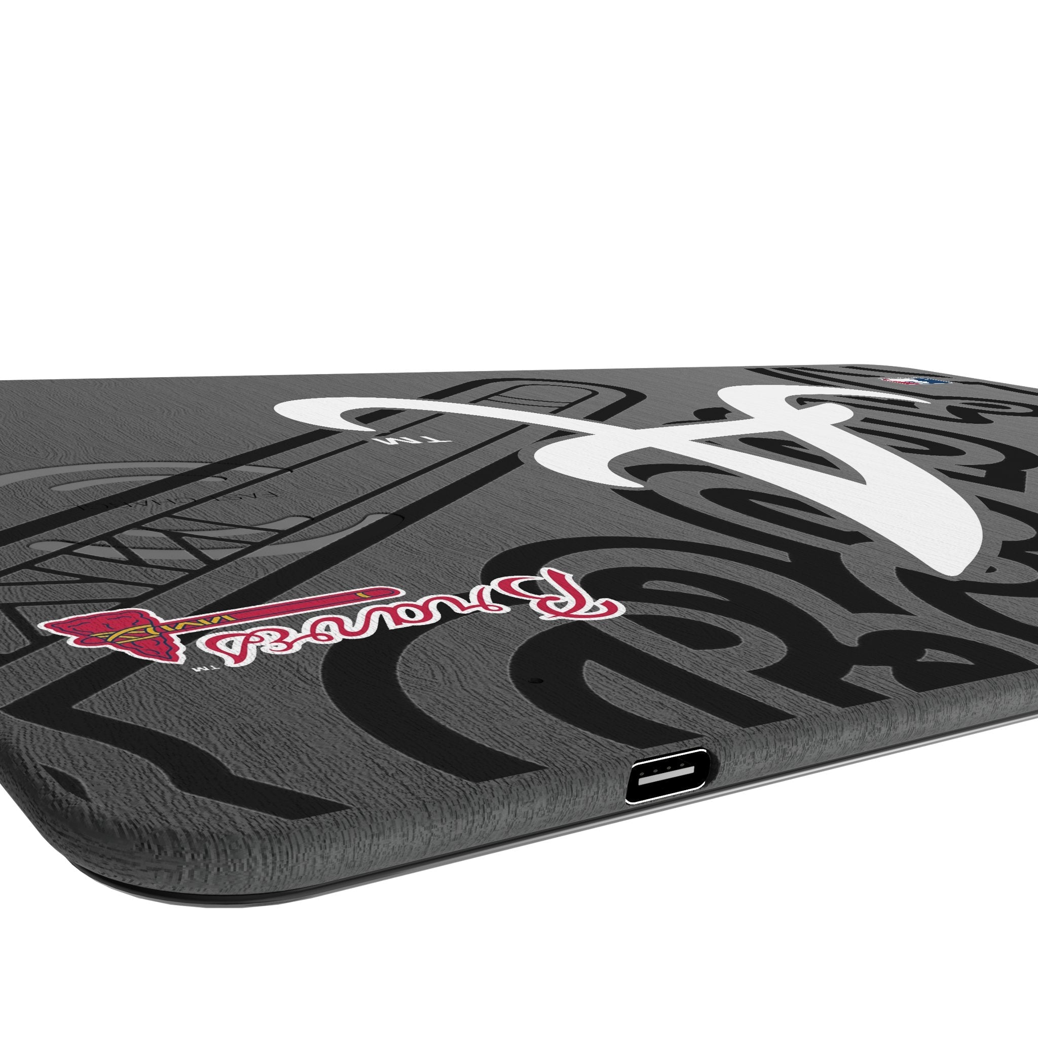 Atlanta Braves Monocolor Tilt 15-Watt Wireless Charger and Mouse Pad 3