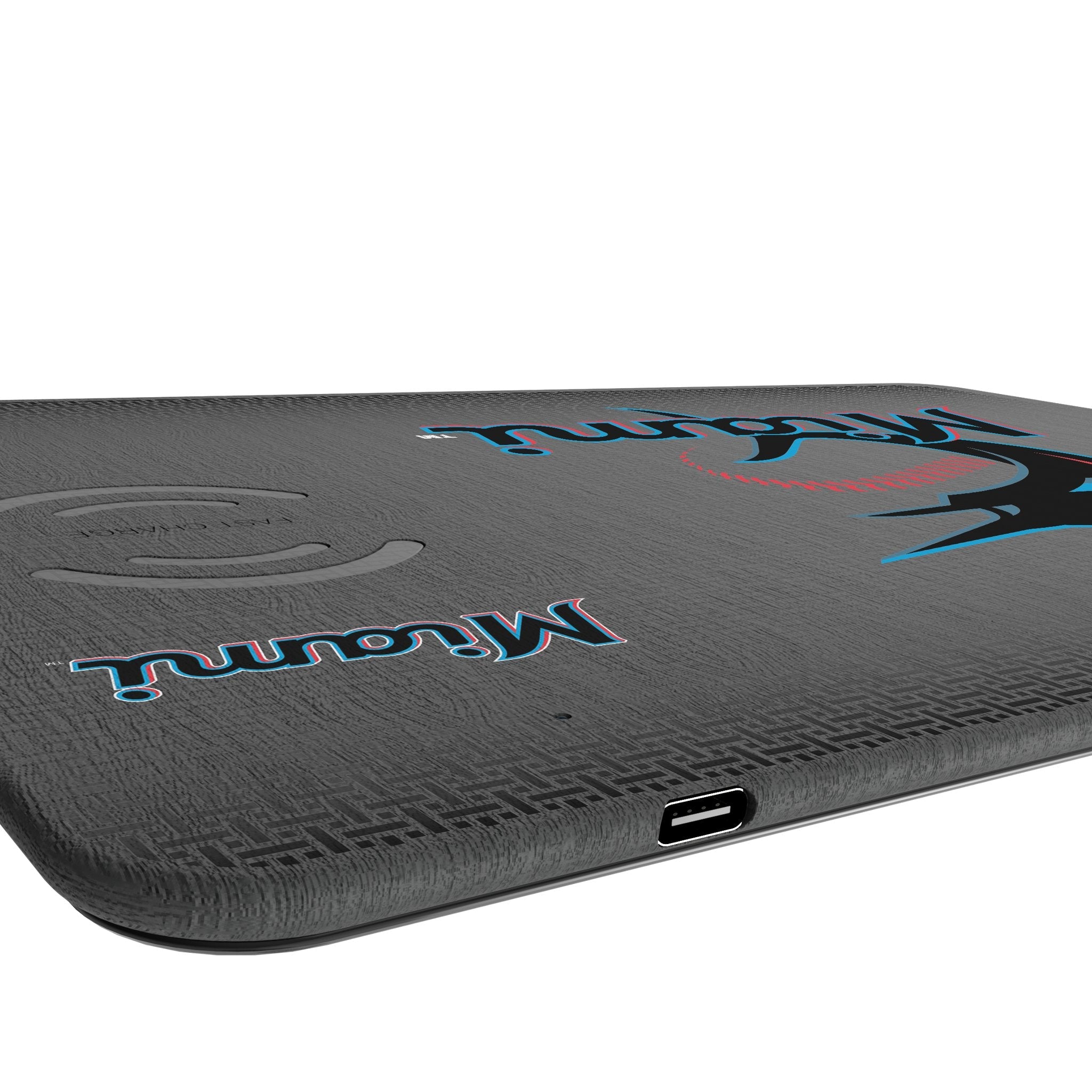 Miami Marlins Linen 15-Watt Wireless Charger and Mouse Pad 3