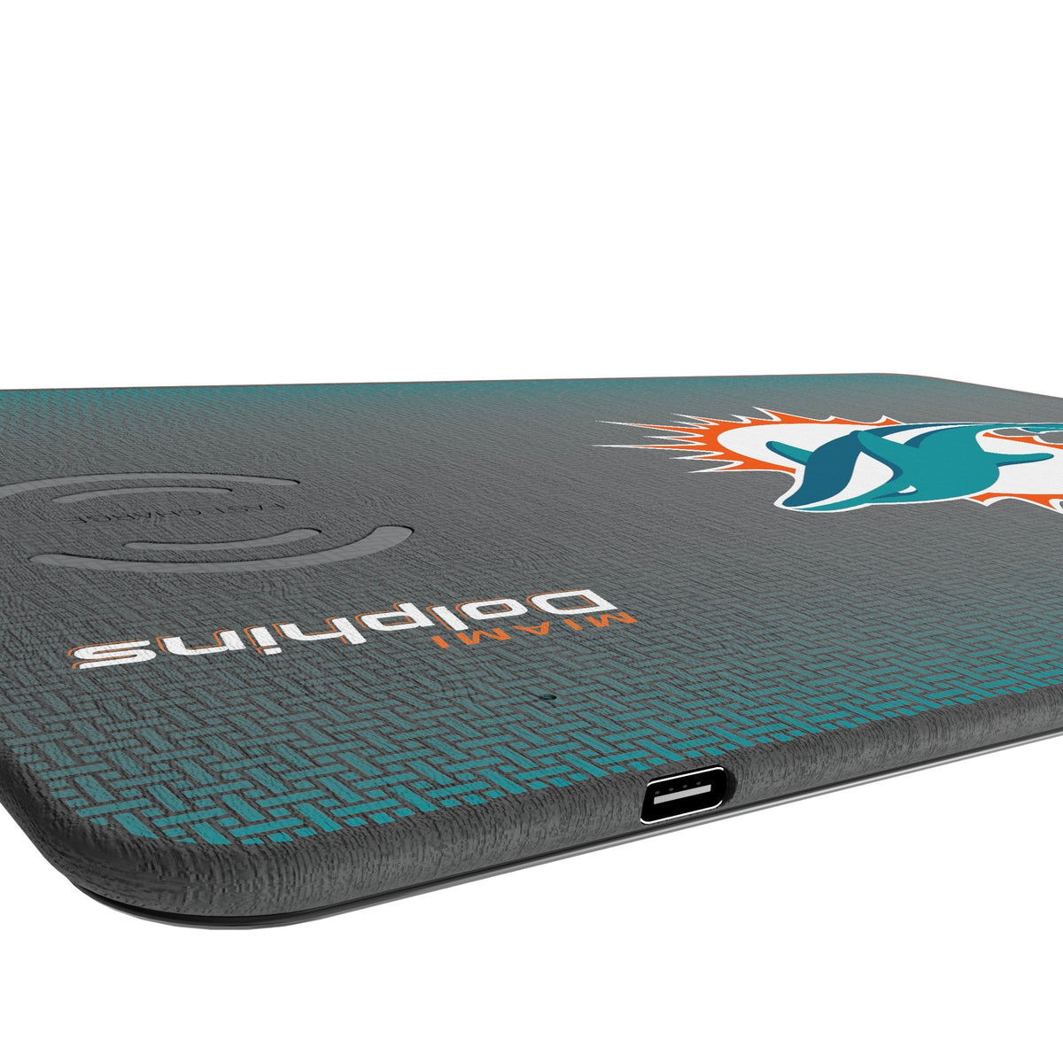 Miami Dolphins Linen 15-Watt Wireless Charger and Mouse Pad 3