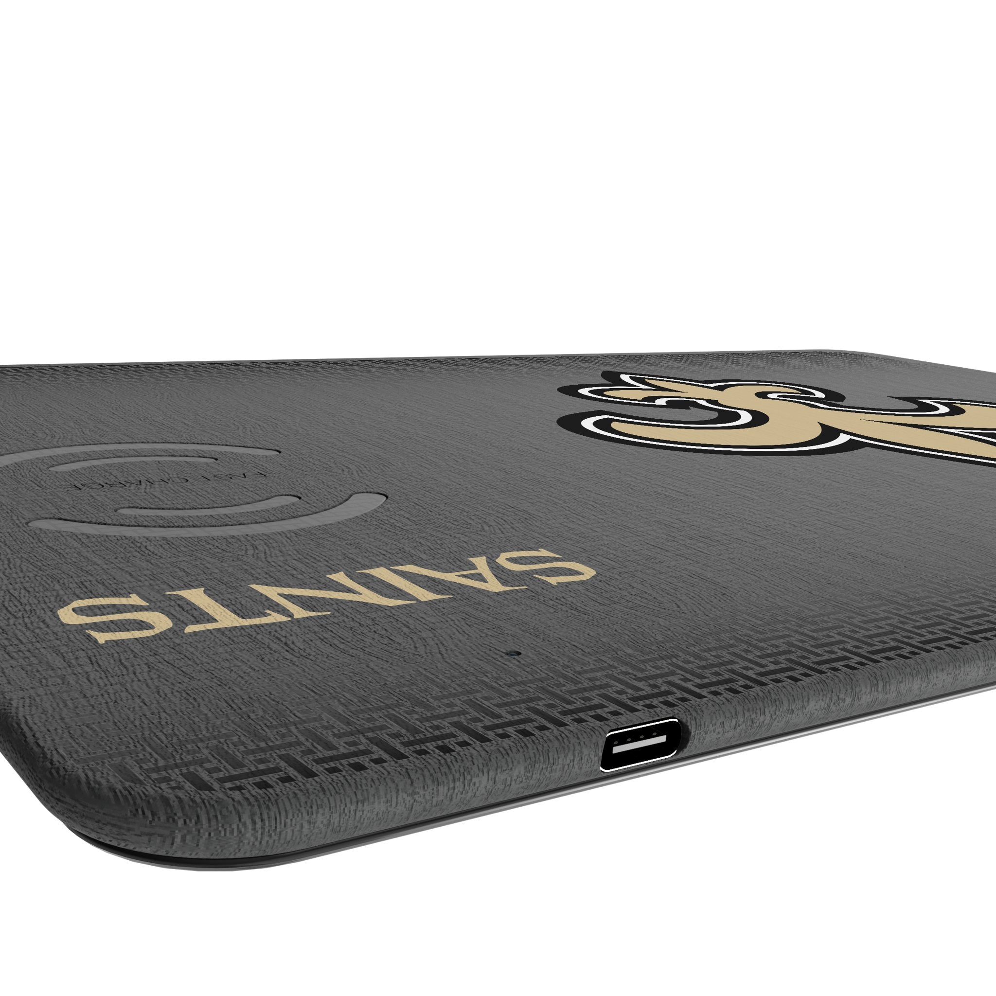 New Orleans Saints Linen 15-Watt Wireless Charger and Mouse Pad 3