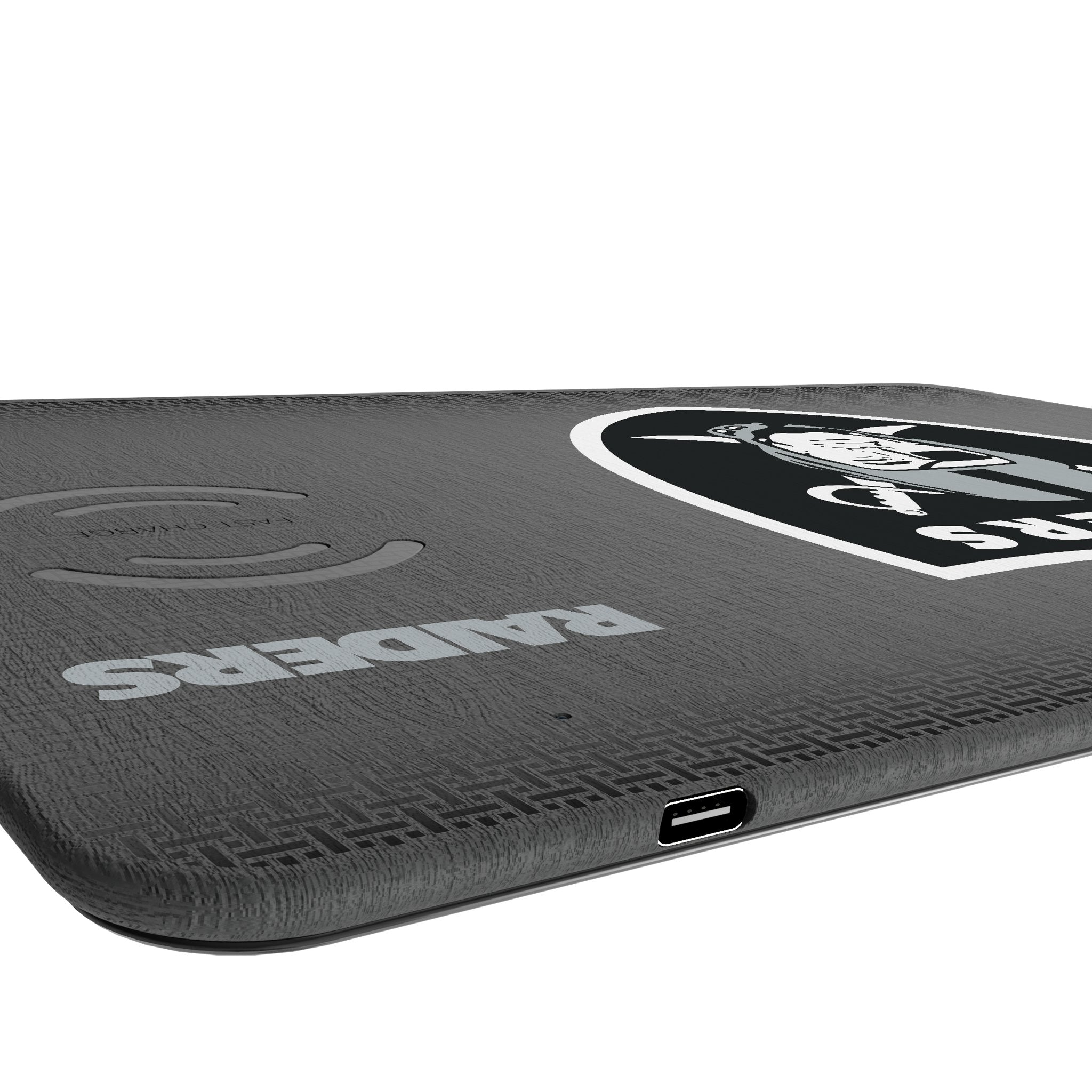 Las Vegas Raiders Linen 15-Watt Wireless Charger and Mouse Pad 3