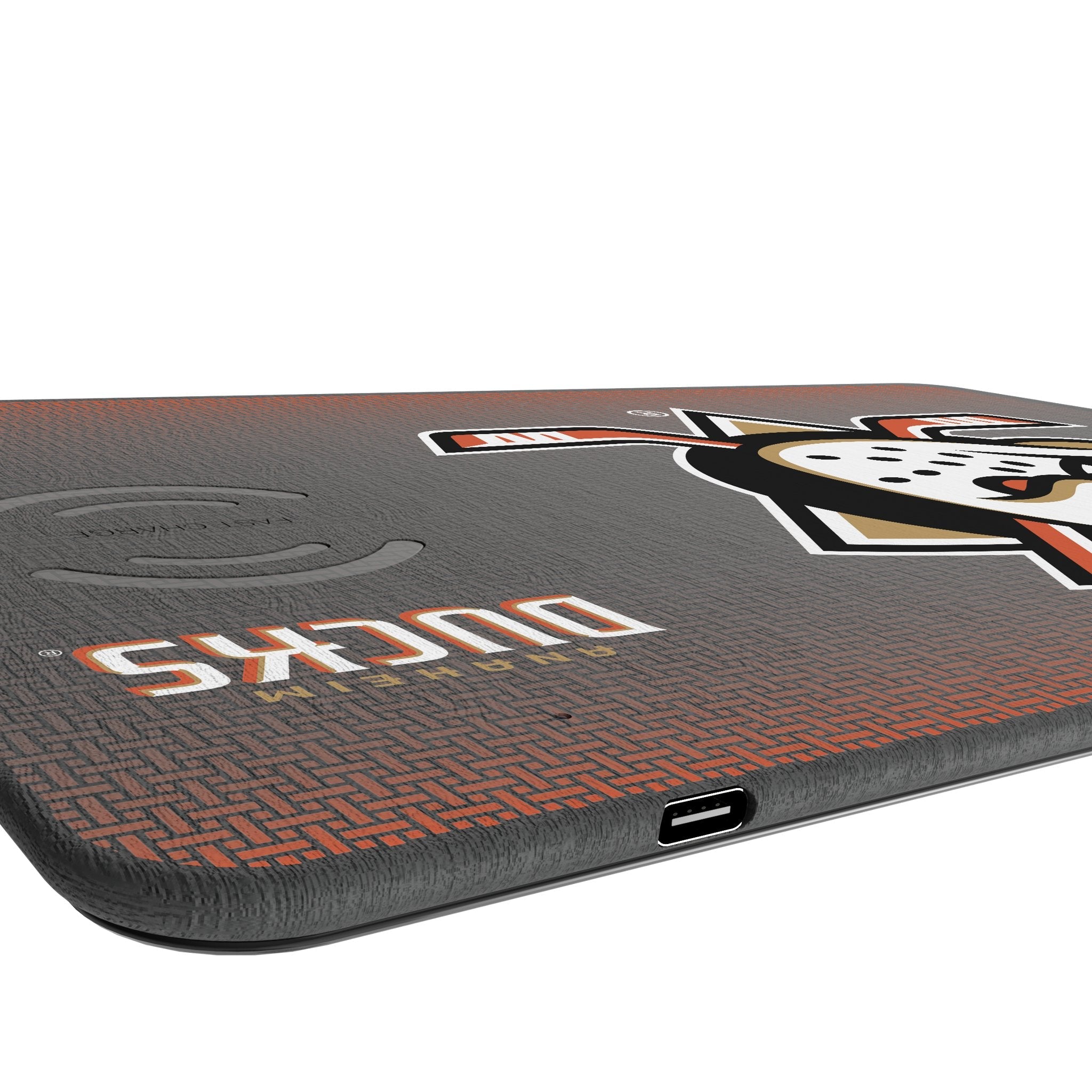 Anaheim Ducks Linen 15-Watt Wireless Charger and Mouse Pad 3