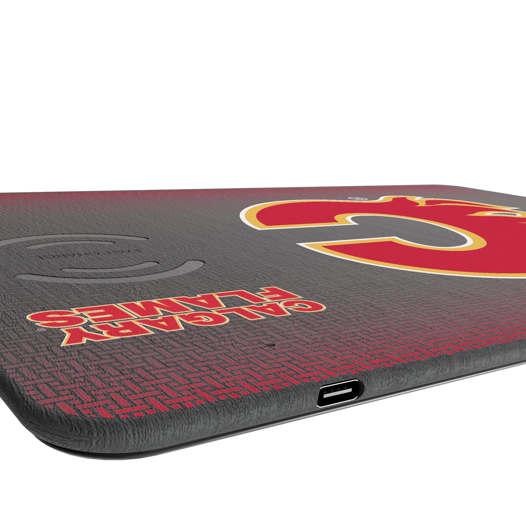 Calgary Flames Linen 15-Watt Wireless Charger and Mouse Pad 3