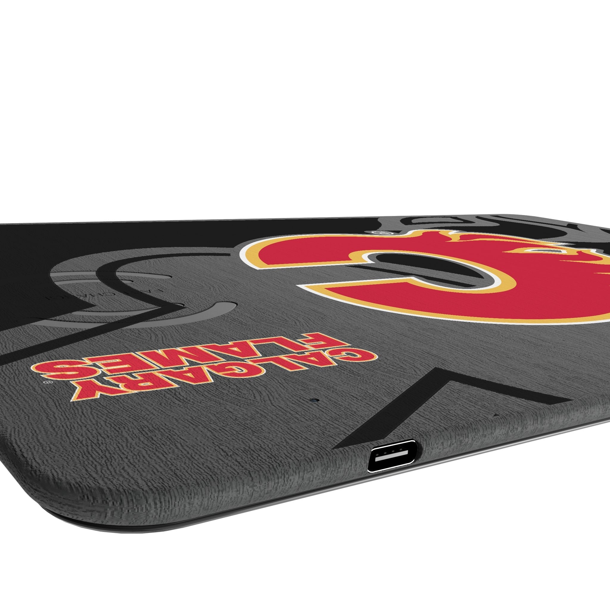 Calgary Flames Monocolor Tilt 15-Watt Wireless Charger and Mouse Pad 3