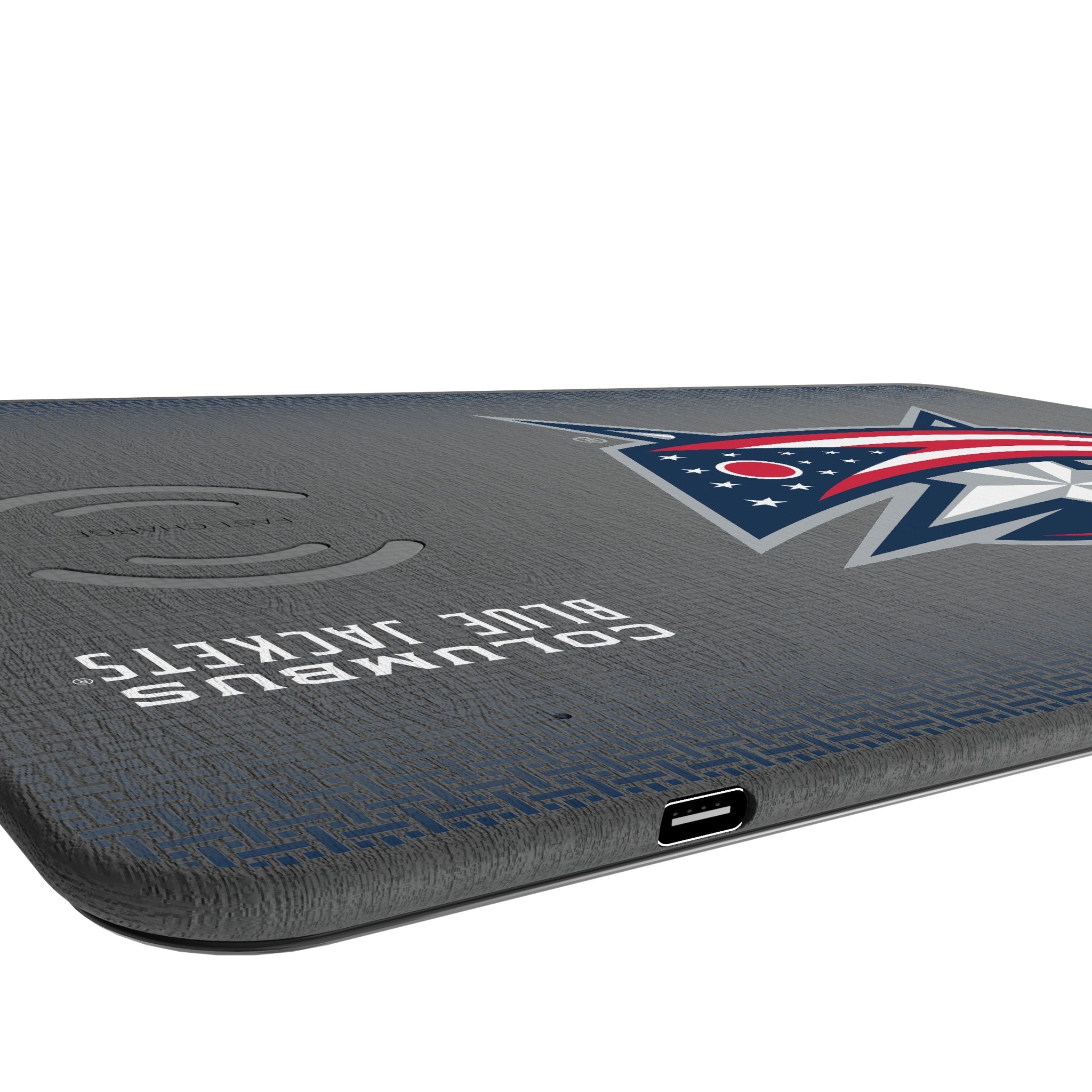 Columbus Blue Jackets Linen 15-Watt Wireless Charger and Mouse Pad 3