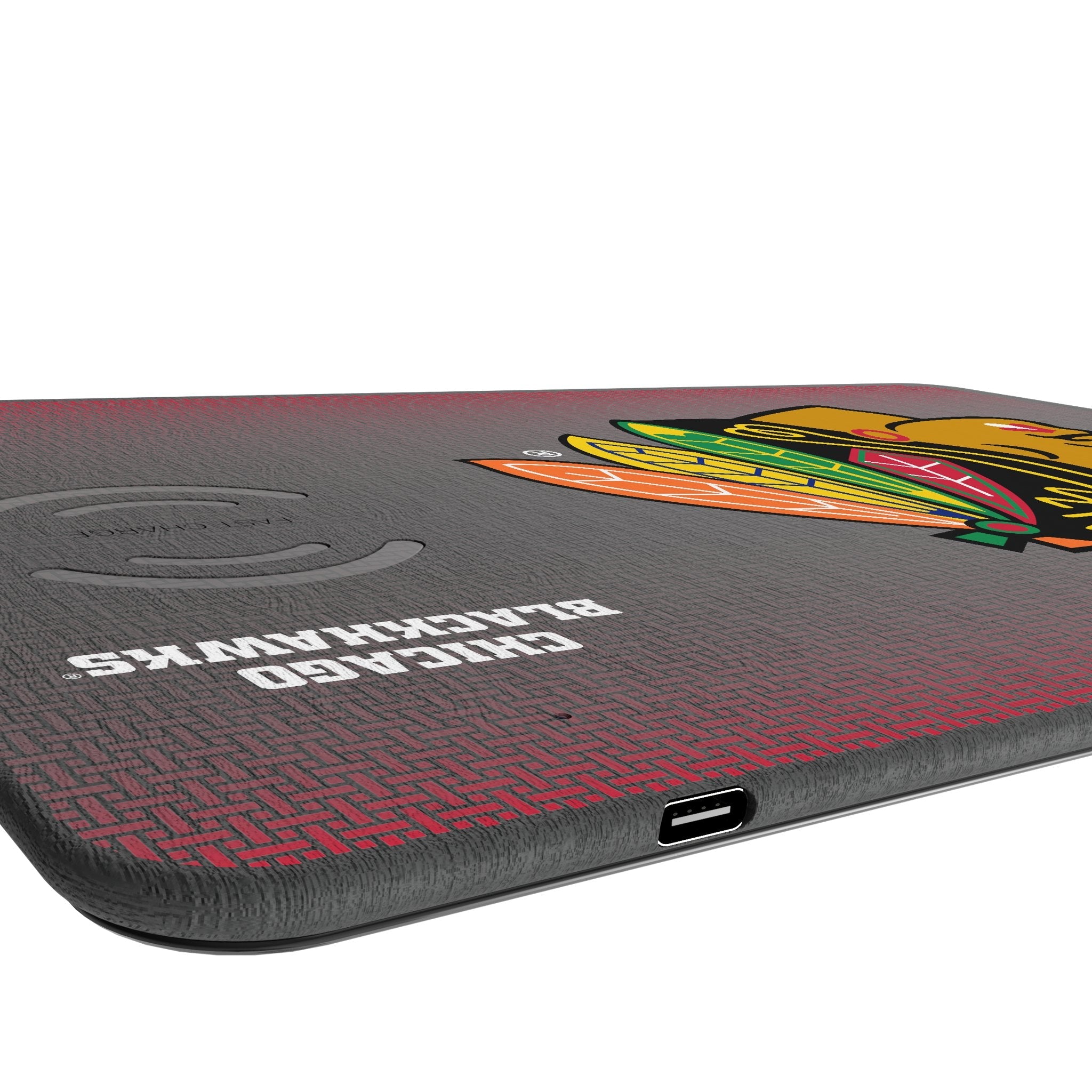 Chicago Blackhawks Linen 15-Watt Wireless Charger and Mouse Pad 3