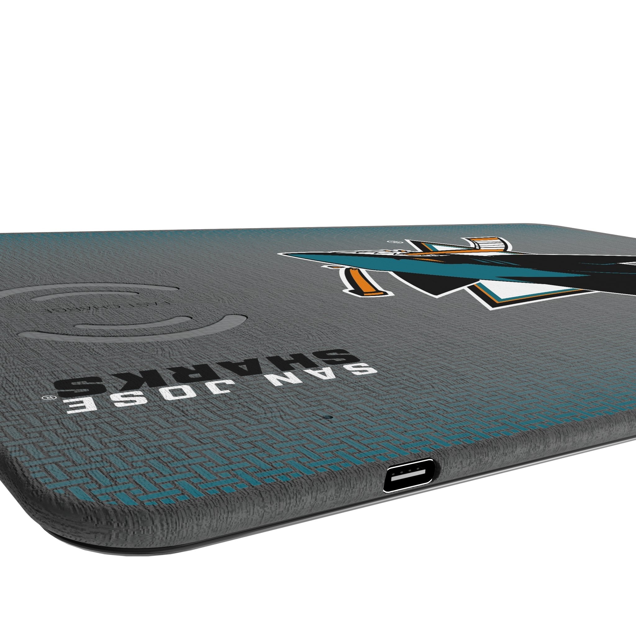 San Jose Sharks Linen 15-Watt Wireless Charger and Mouse Pad 3
