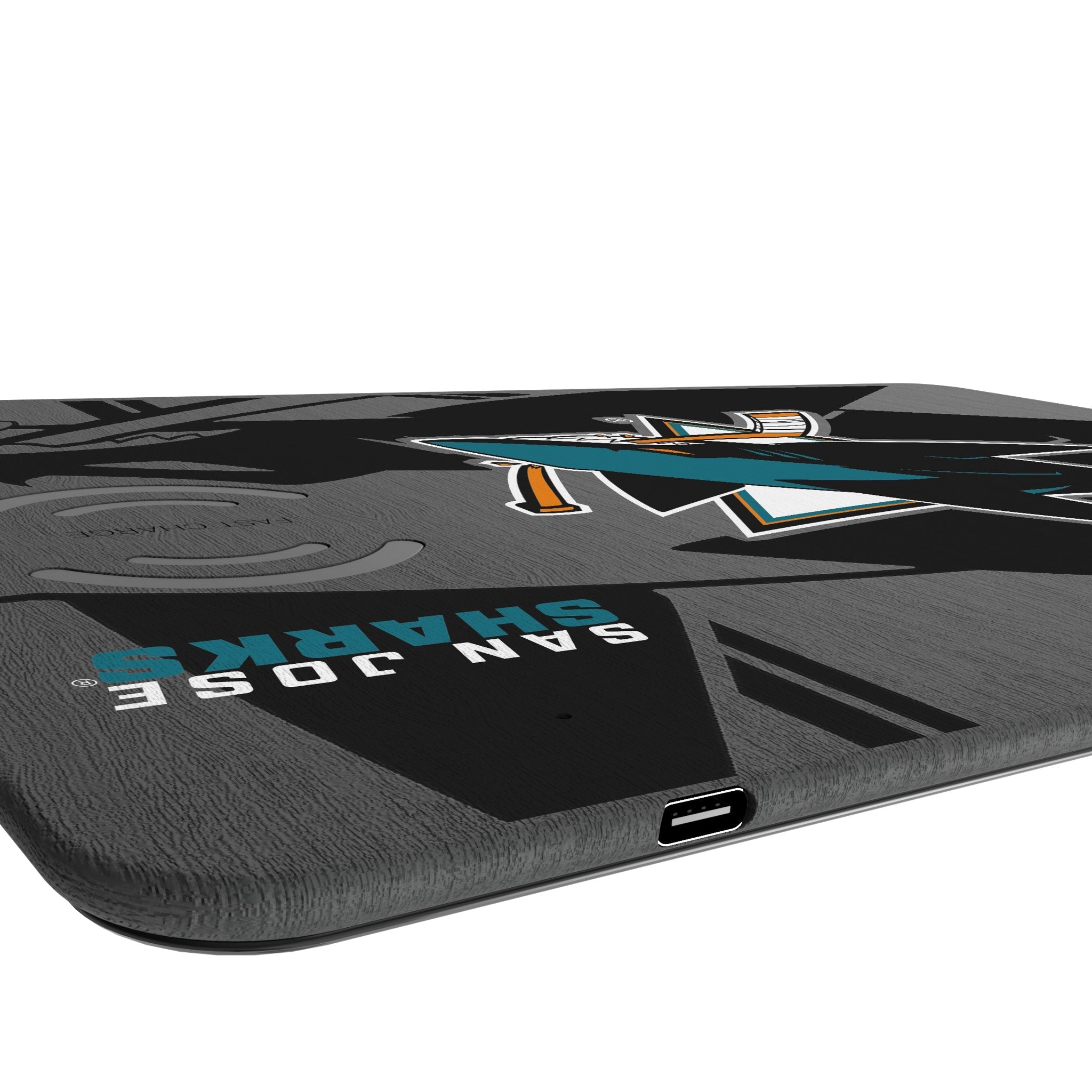 San Jose Sharks Monocolor Tilt 15-Watt Wireless Charger and Mouse Pad 3